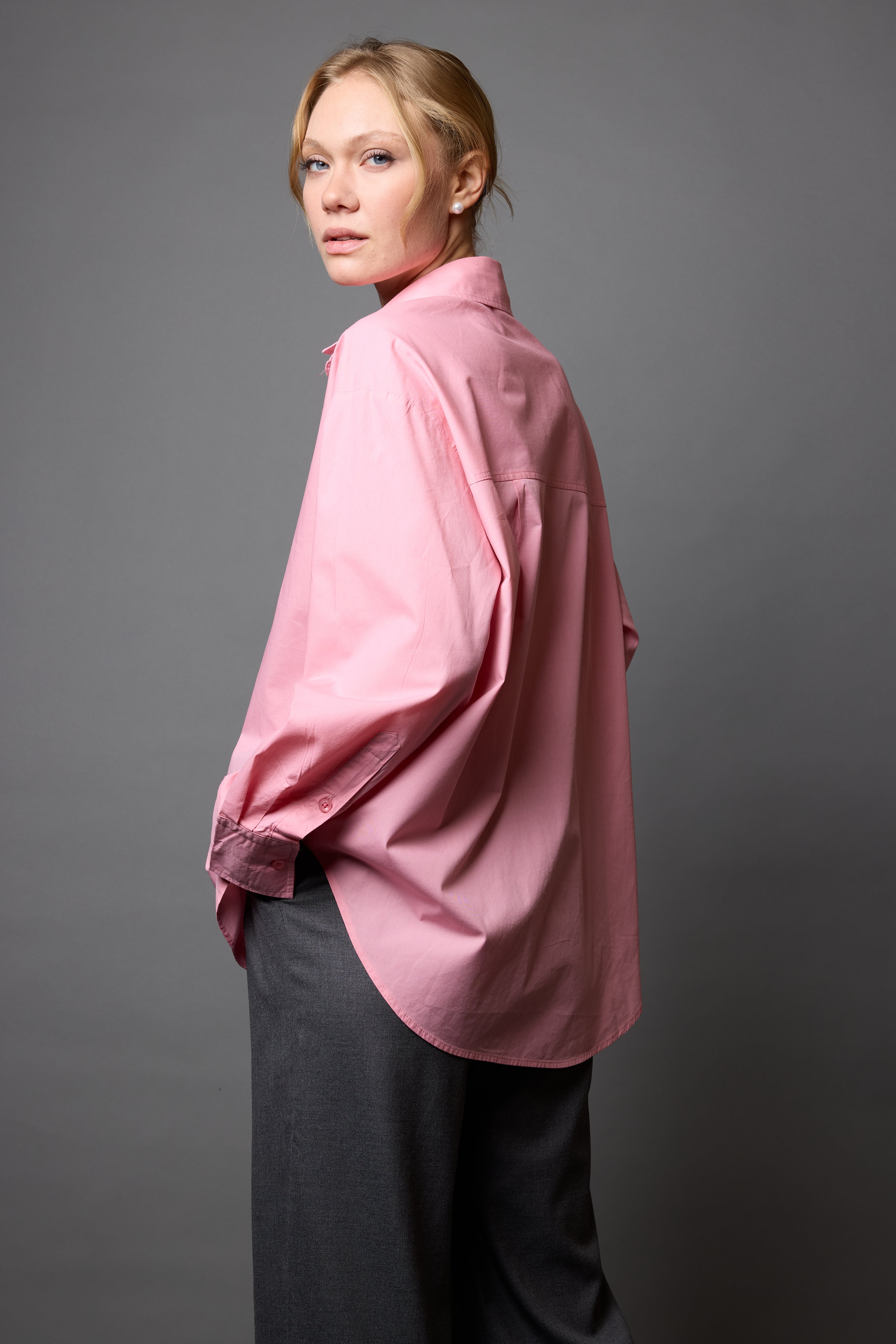 CLASSIC COLLAR OVERSIZE POPLIN SHIRT PINK