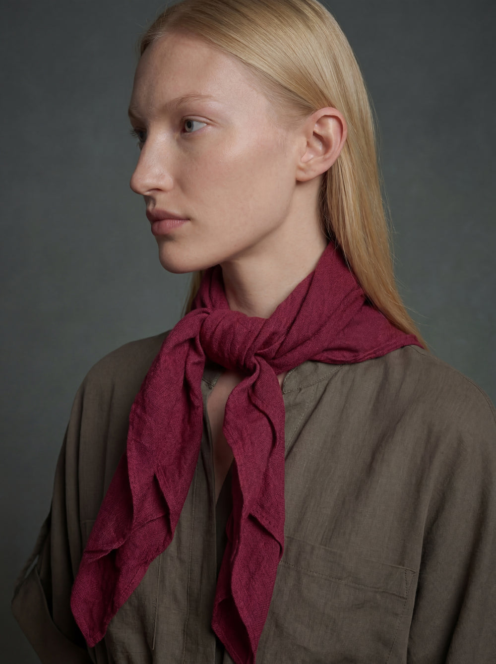 British Red Organic Cotton Handmade Square Scarf