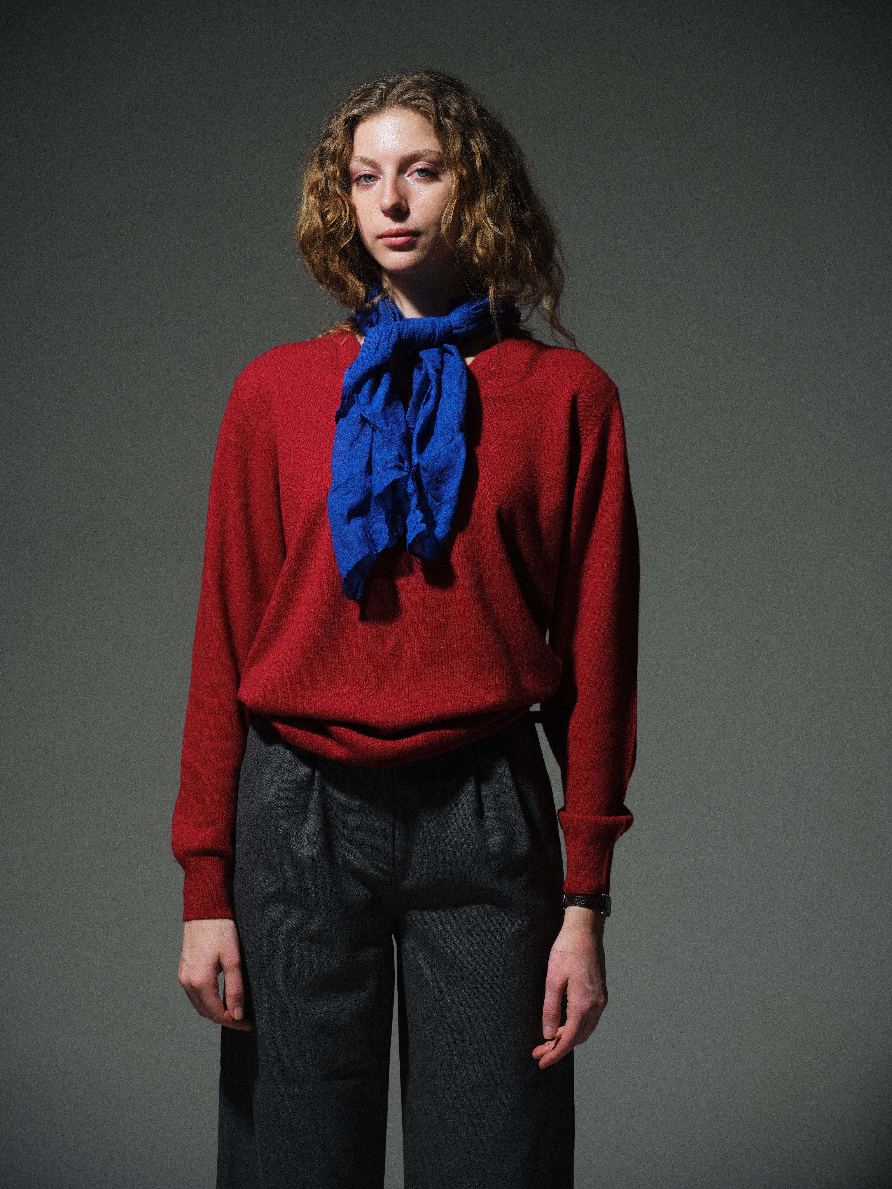 ROYAL BLUE ORGANIC COTTON HANDMADE SQUARE SCARF