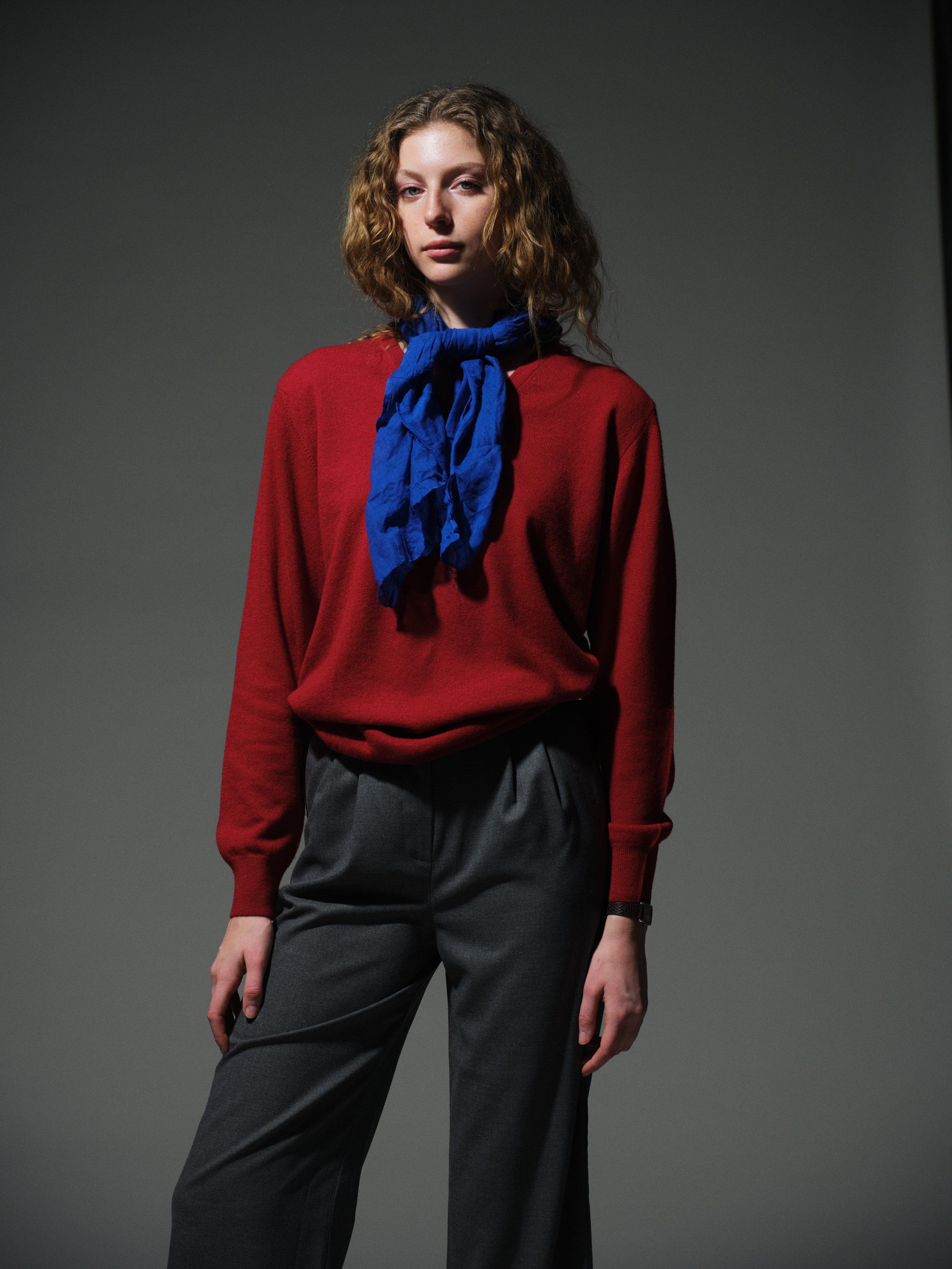 ROYAL BLUE ORGANIC COTTON HANDMADE SQUARE SCARF