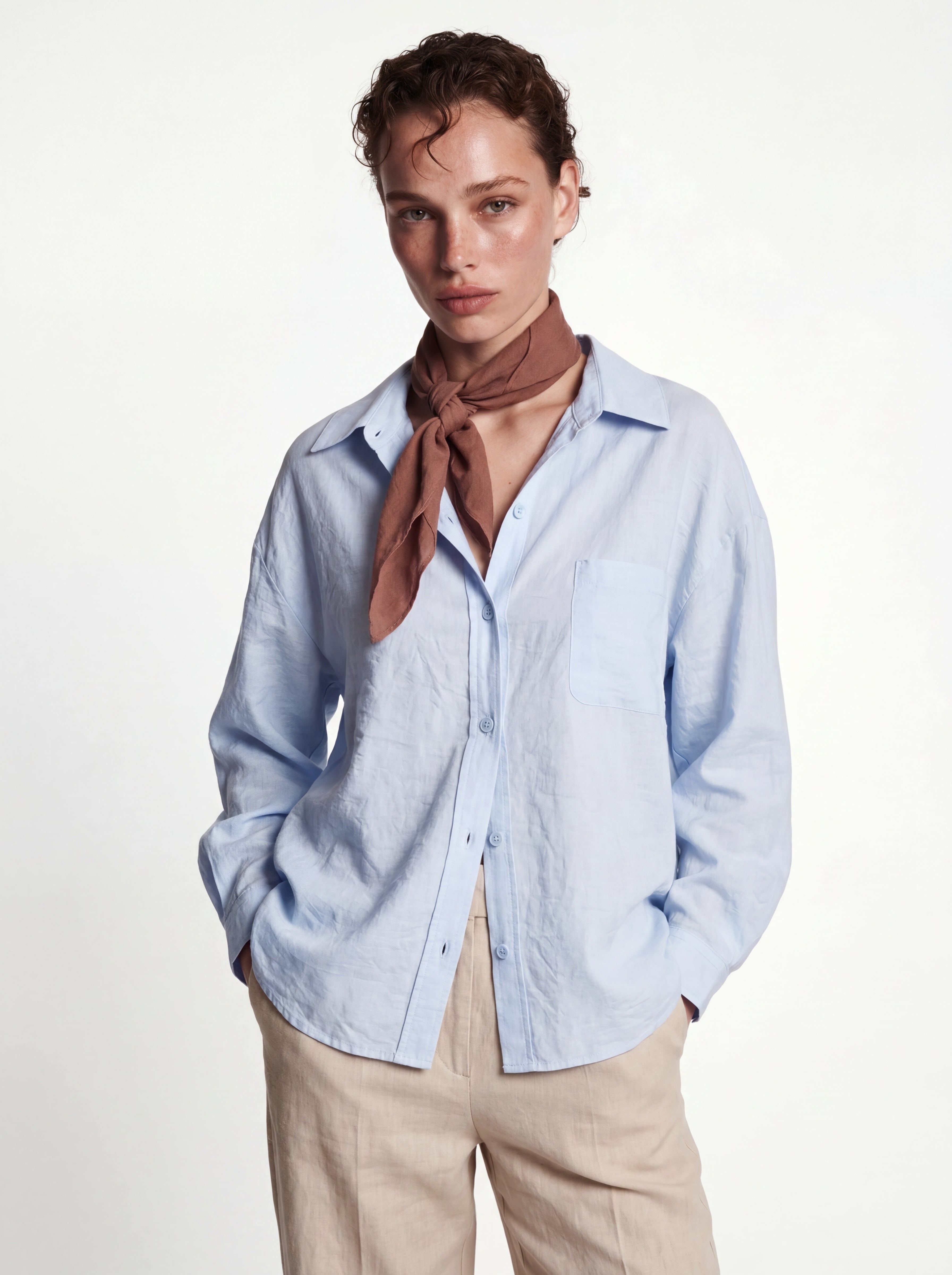 TEXTURED POCKET TENS SHIRT BLUE