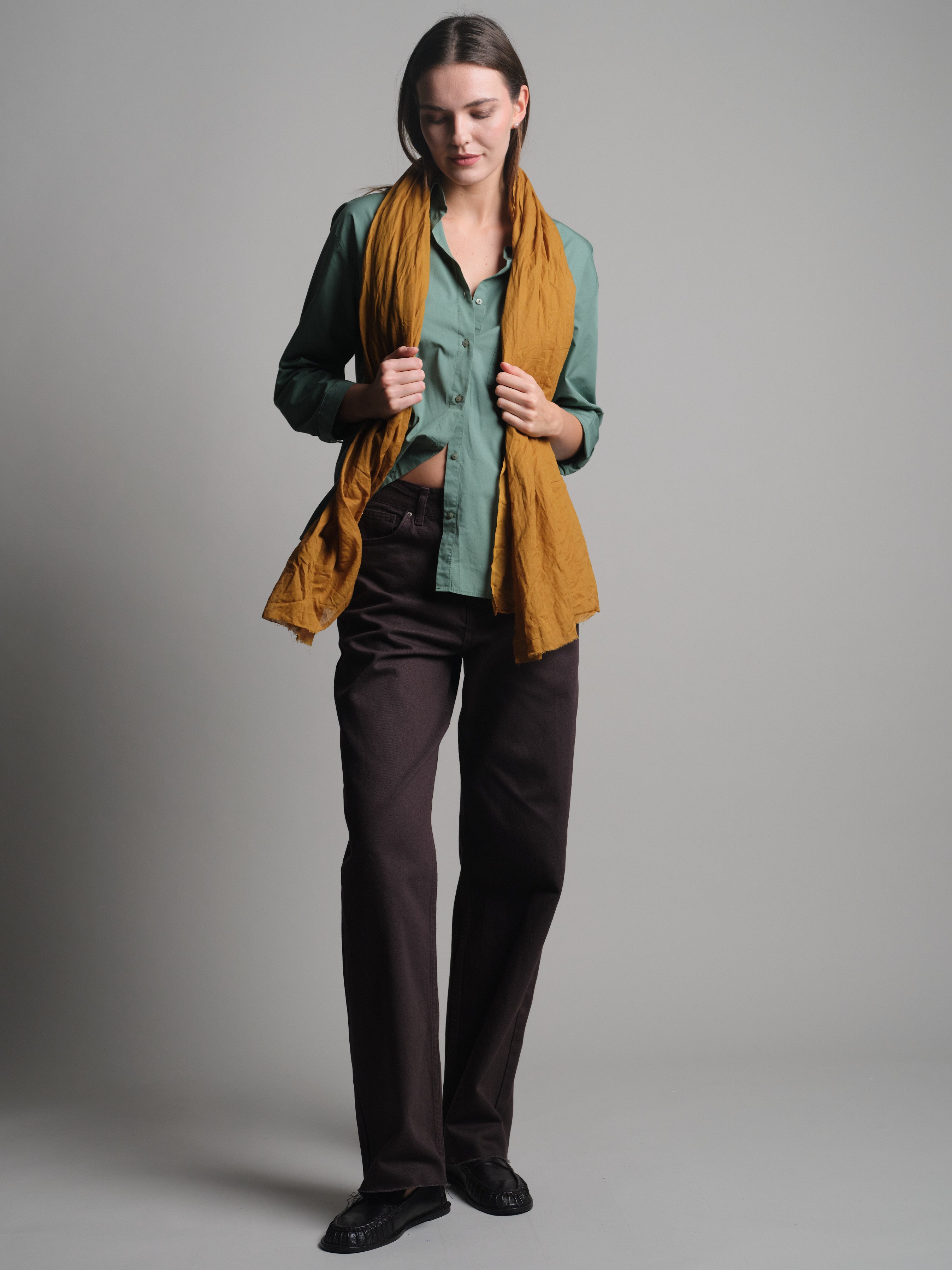 Honey Mustard Organic Cotton Handmade Shawl