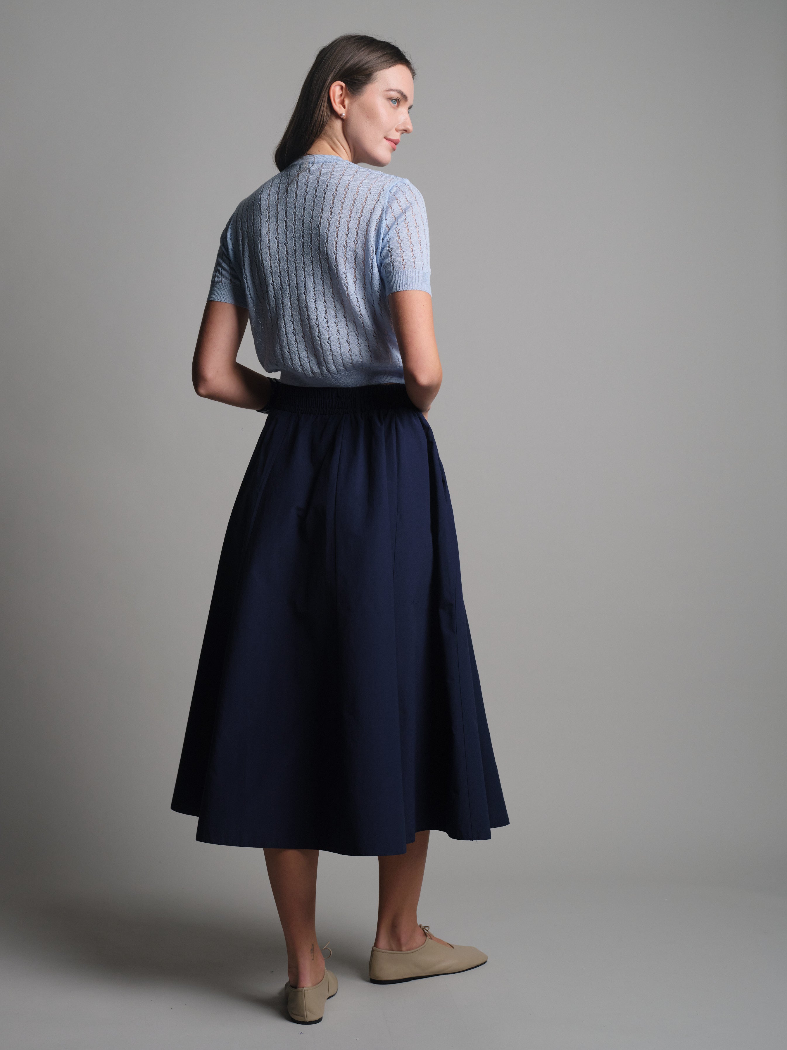 ELASTIK BEL BANTLI MIDI ETEK LACIVERT