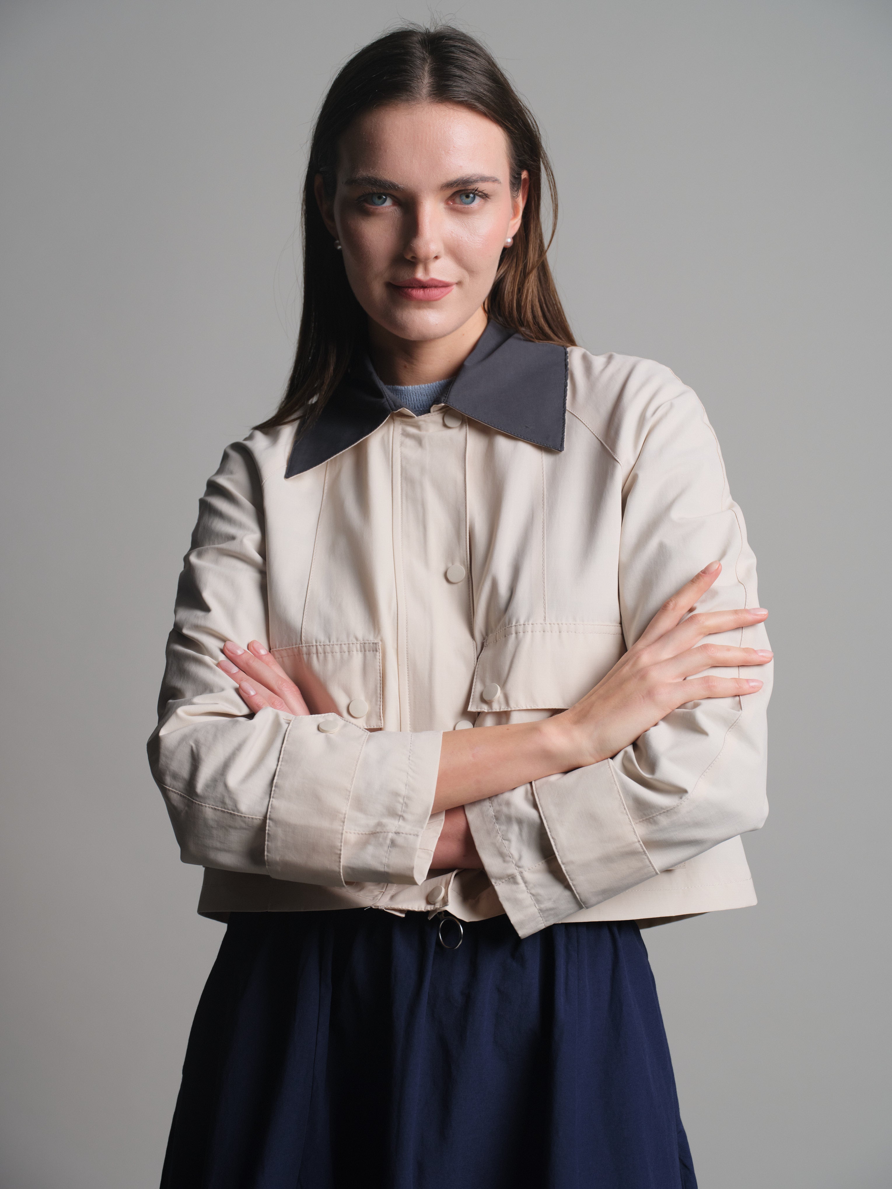 KAPAKLI CEPLI FERMUARLI CEKET TAS RENGI