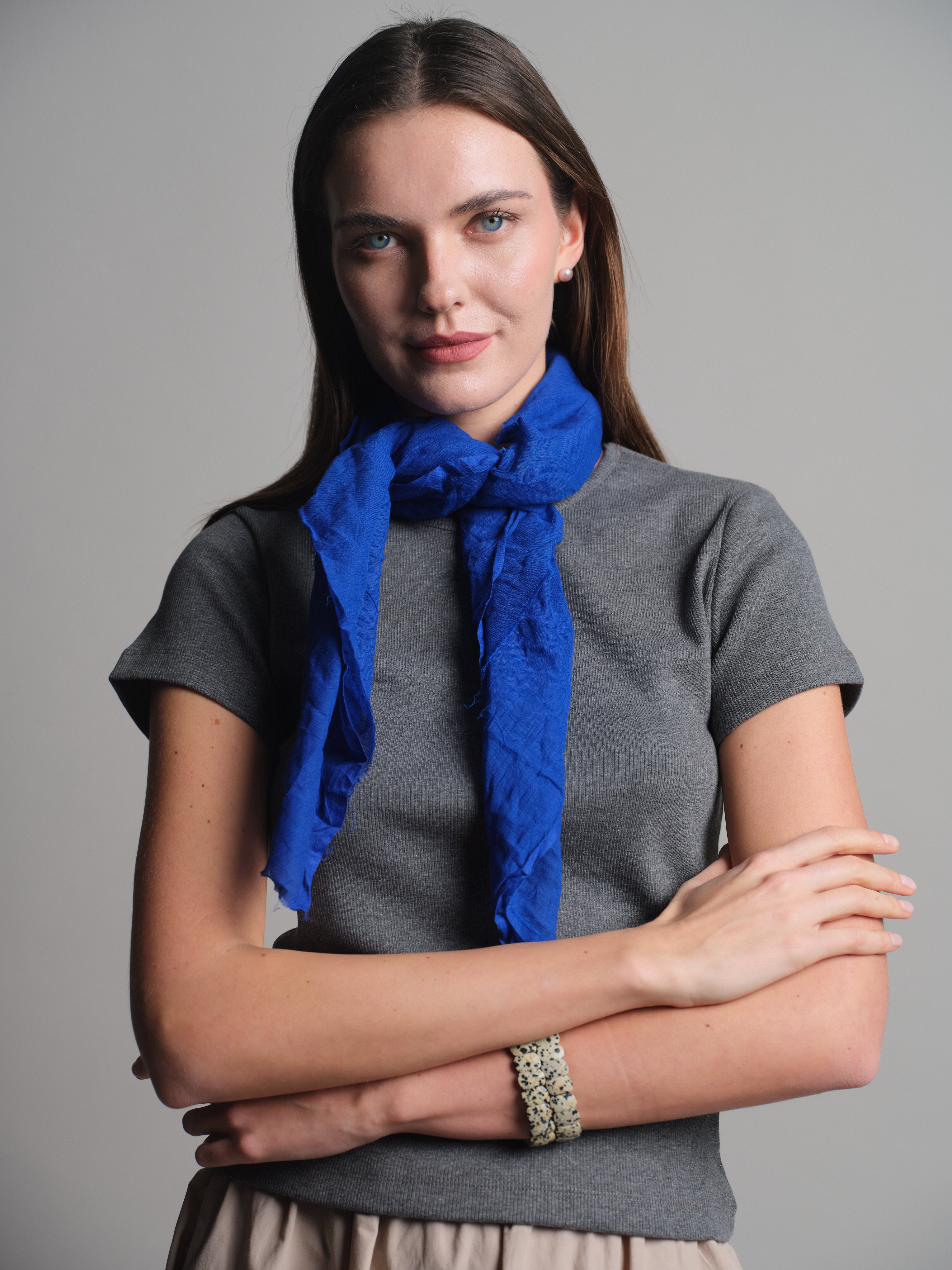 ROYAL BLUE ORGANIK PAMUK KARE FULAR