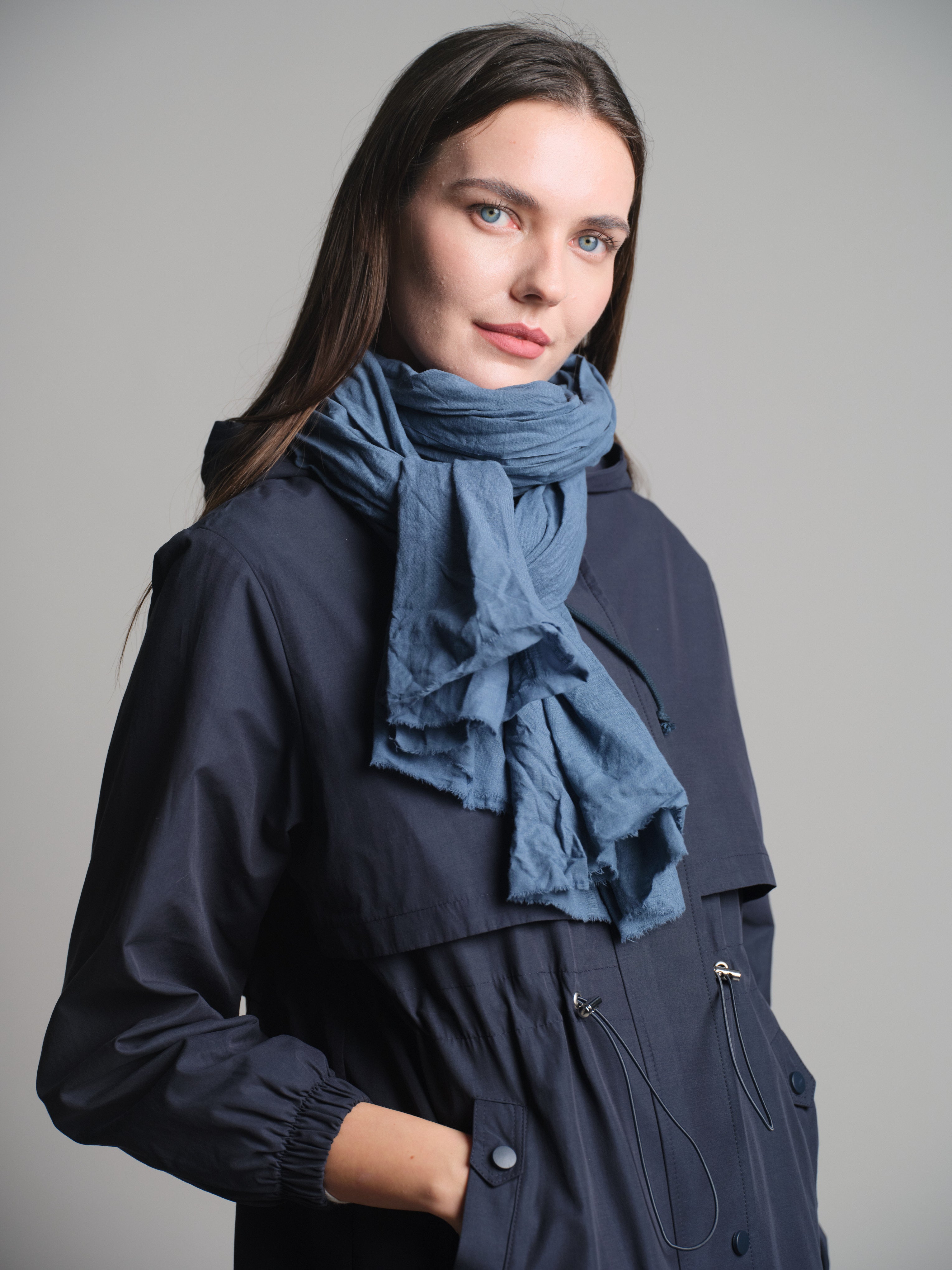VINTAGE BLUE ORGANIK PAMUK HANDMADE SAL