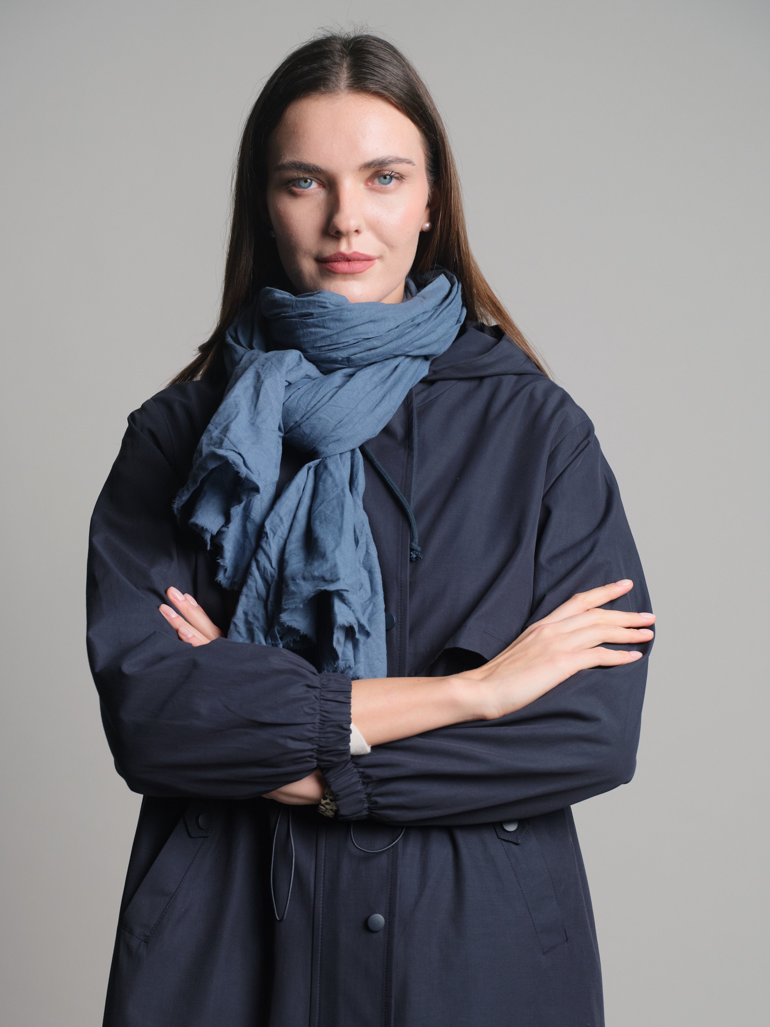 VINTAGE BLUE ORGANIK PAMUK HANDMADE SAL