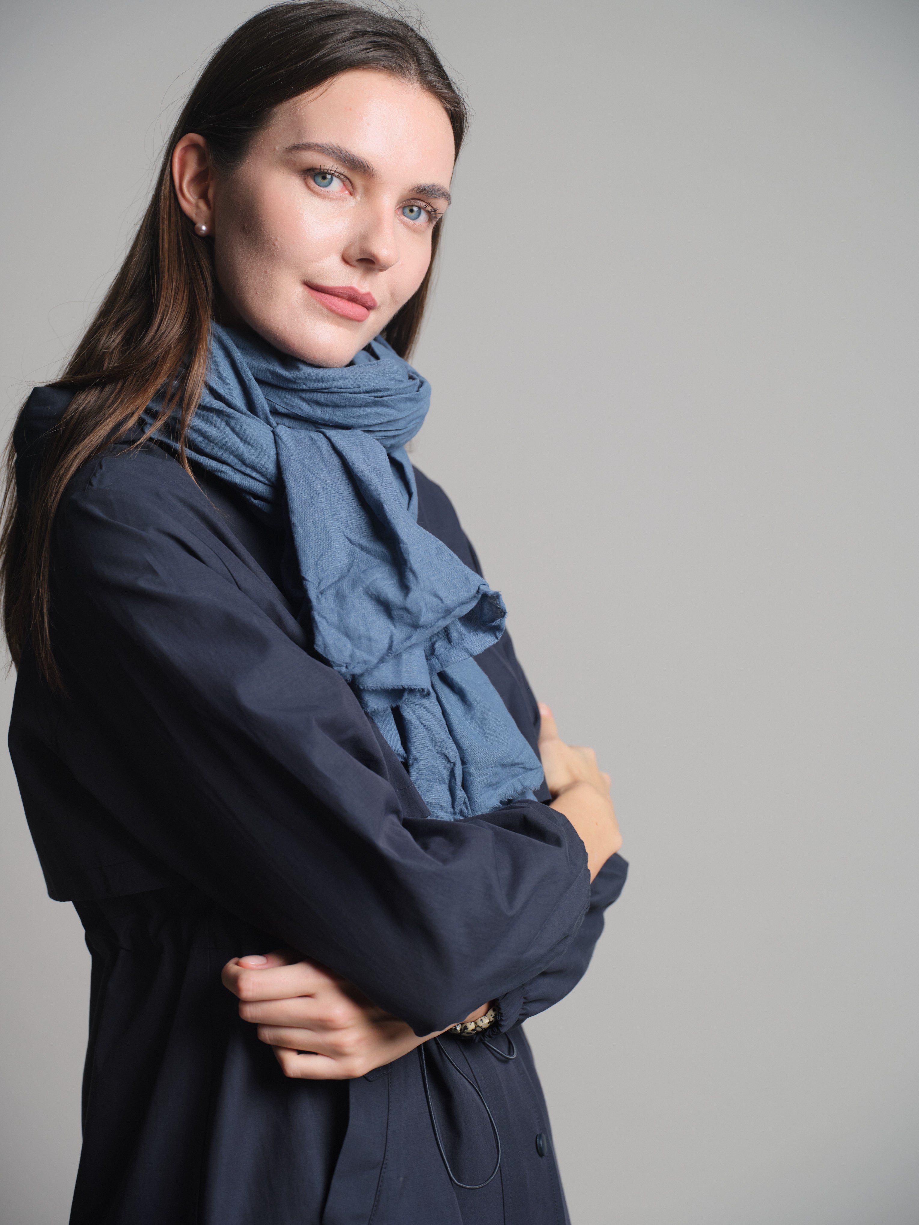 VINTAGE BLUE ORGANIK PAMUK HANDMADE SAL