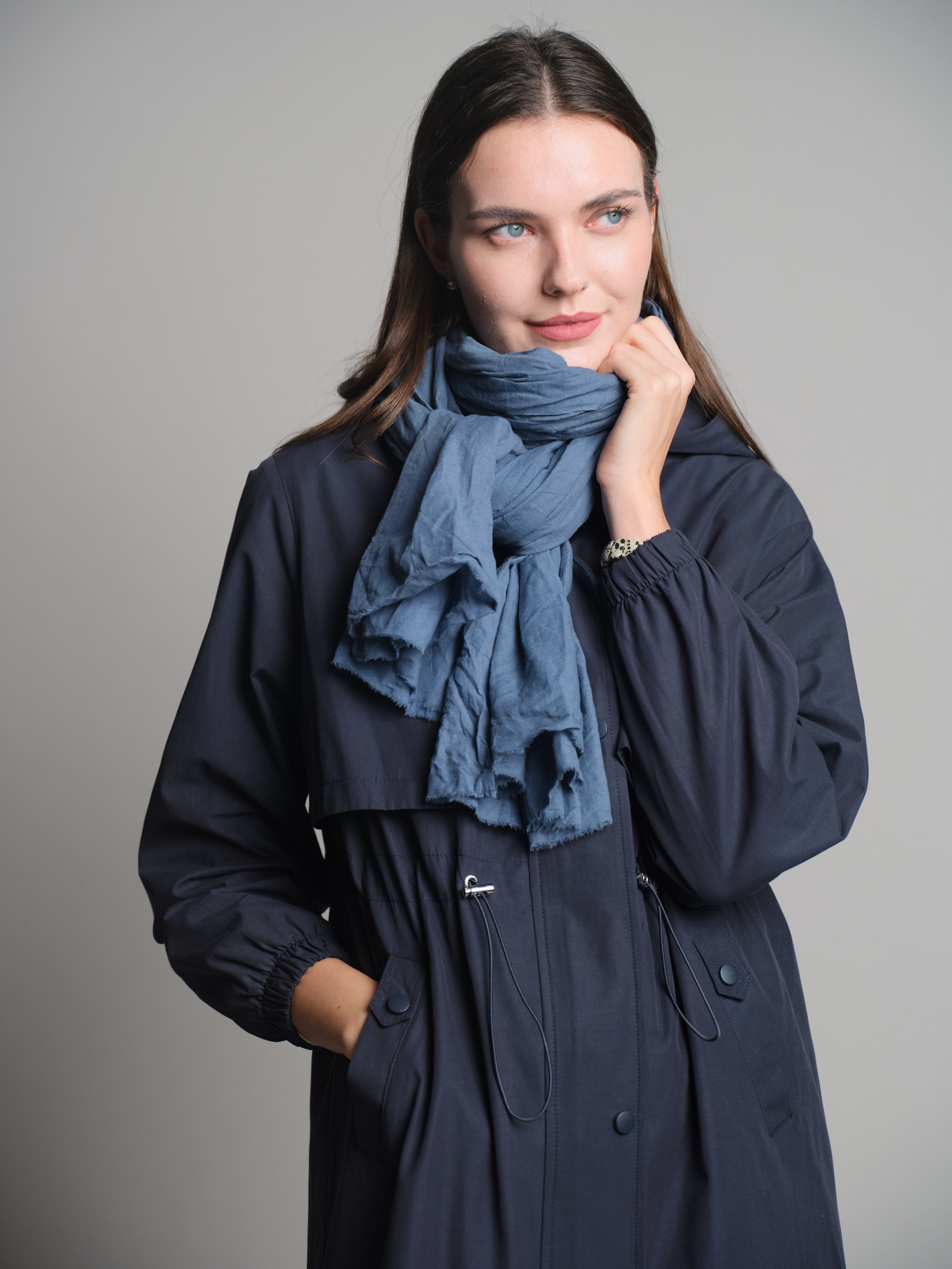 VINTAGE BLUE ORGANIK PAMUK HANDMADE SAL