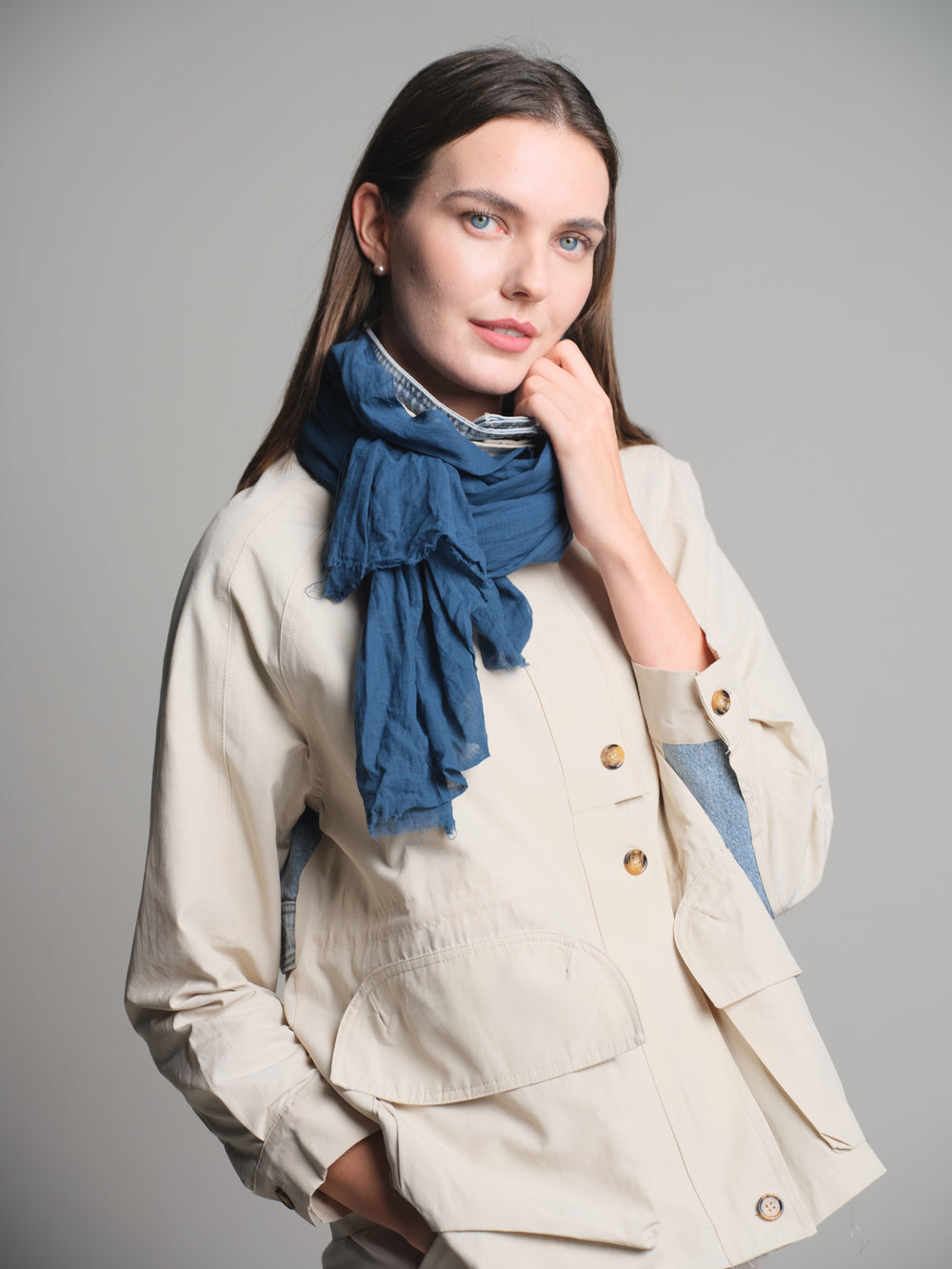Indigo Denim Blue Organic Cotton Handmade Shawl
