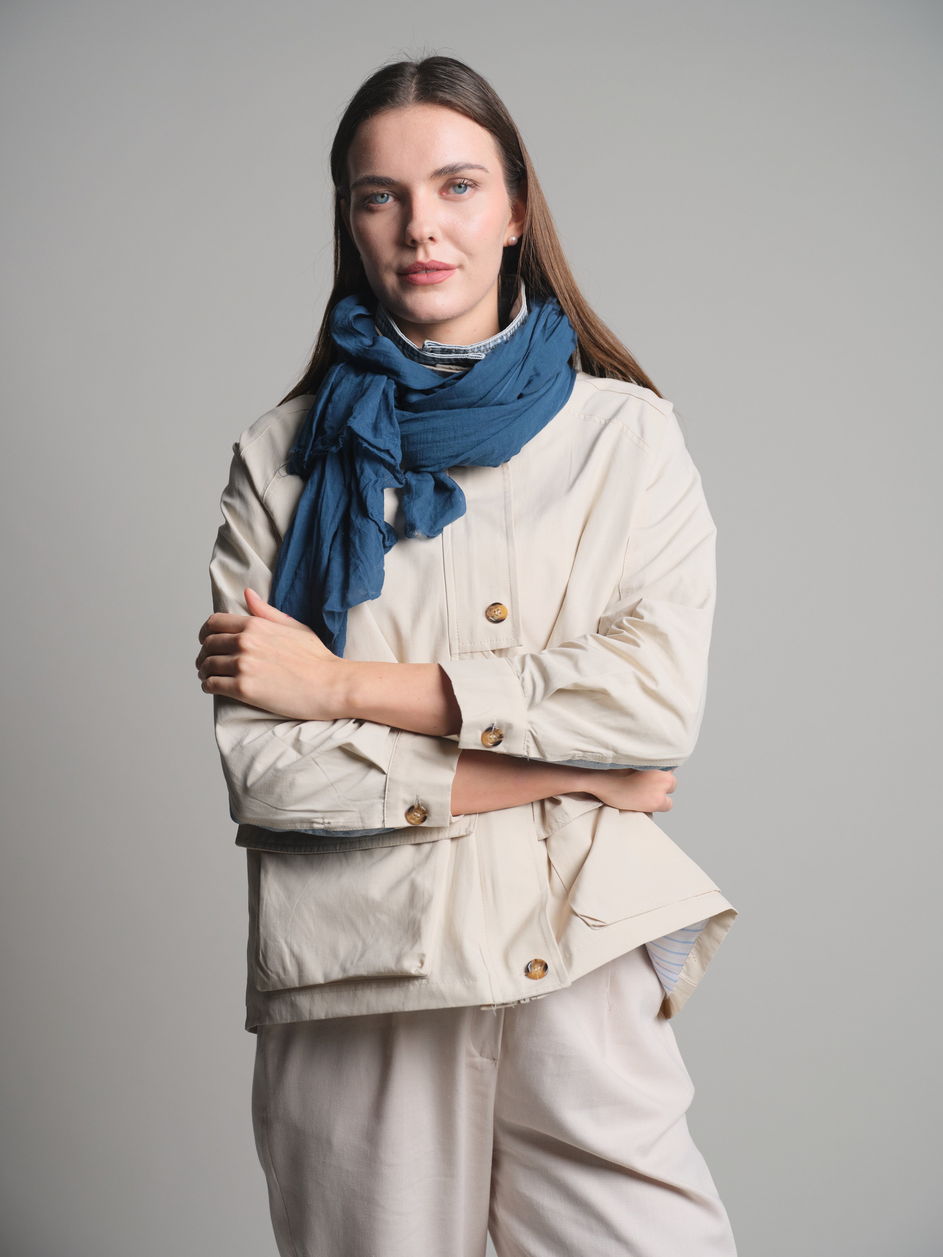 Indigo Denim Blue Organik Pamuk Handmade Sal