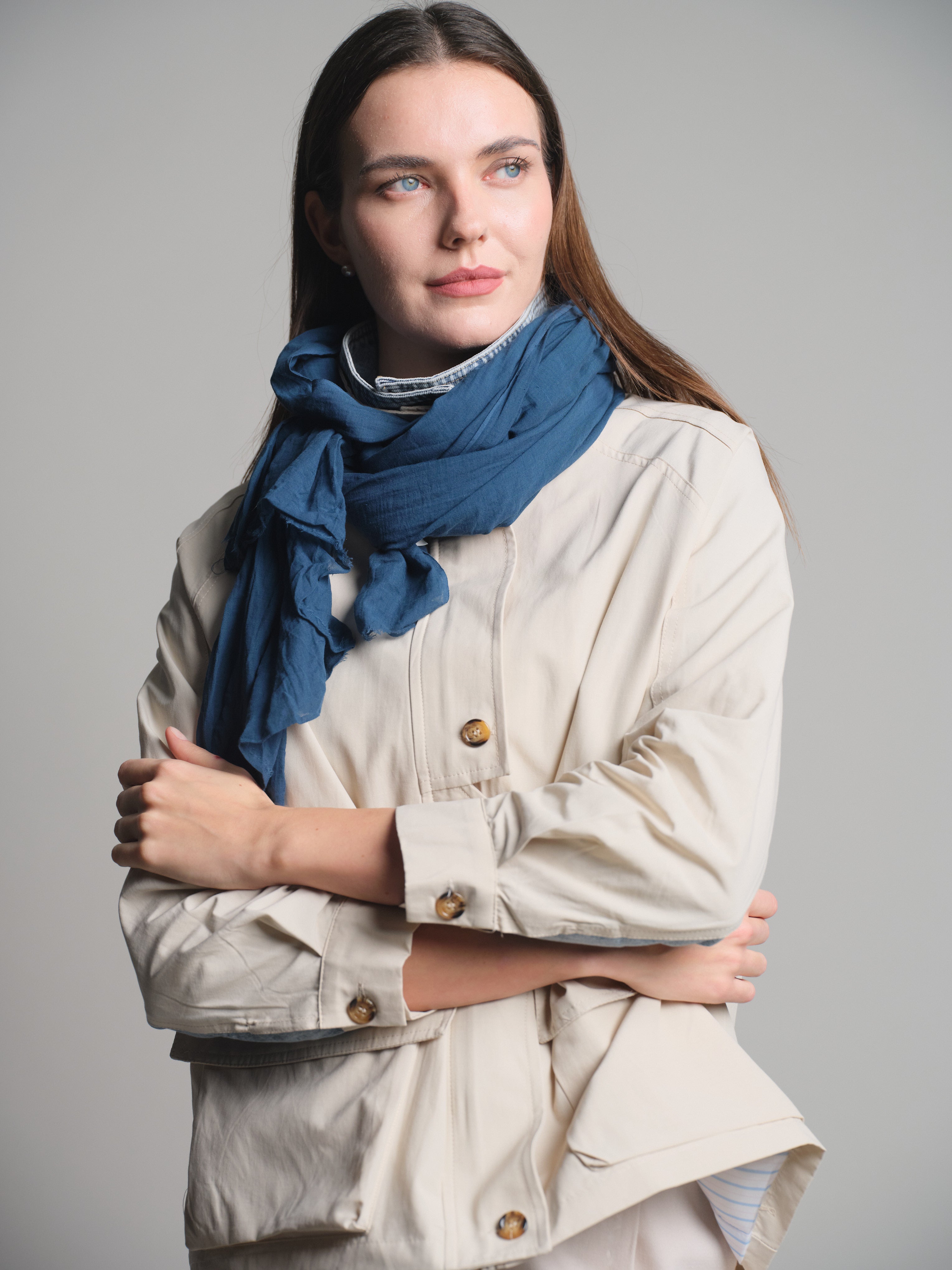 Indigo Denim Blue Organik Pamuk Handmade Sal