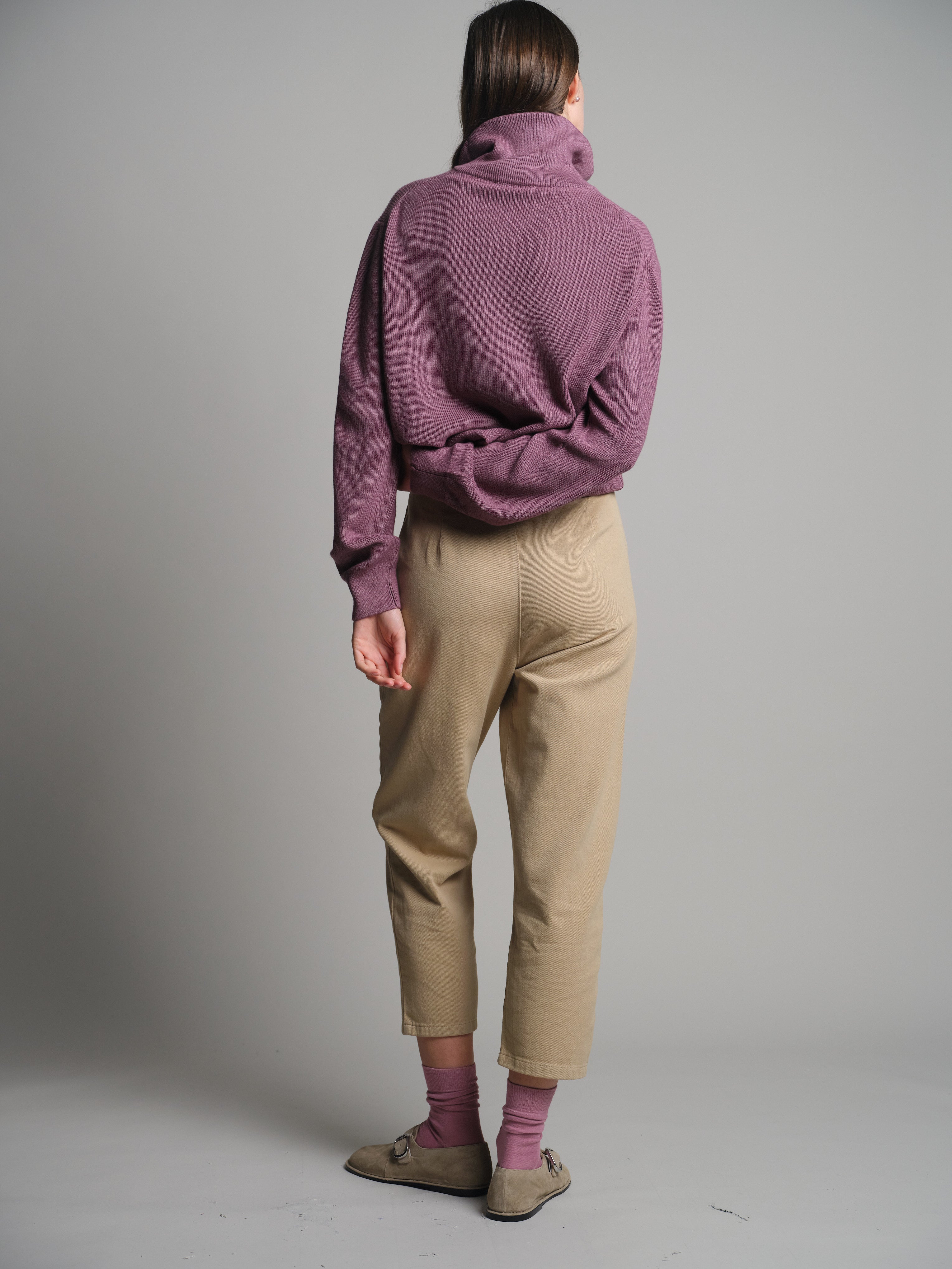 PAMUK YUKSEK YAKA FERMUARLI UNISEX KAZAK ROSE