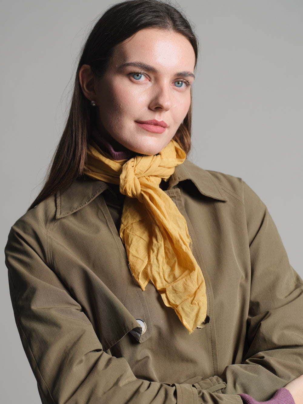 MUSTARD ORGANIC COTTON HANDMADE SQUARE SCARF