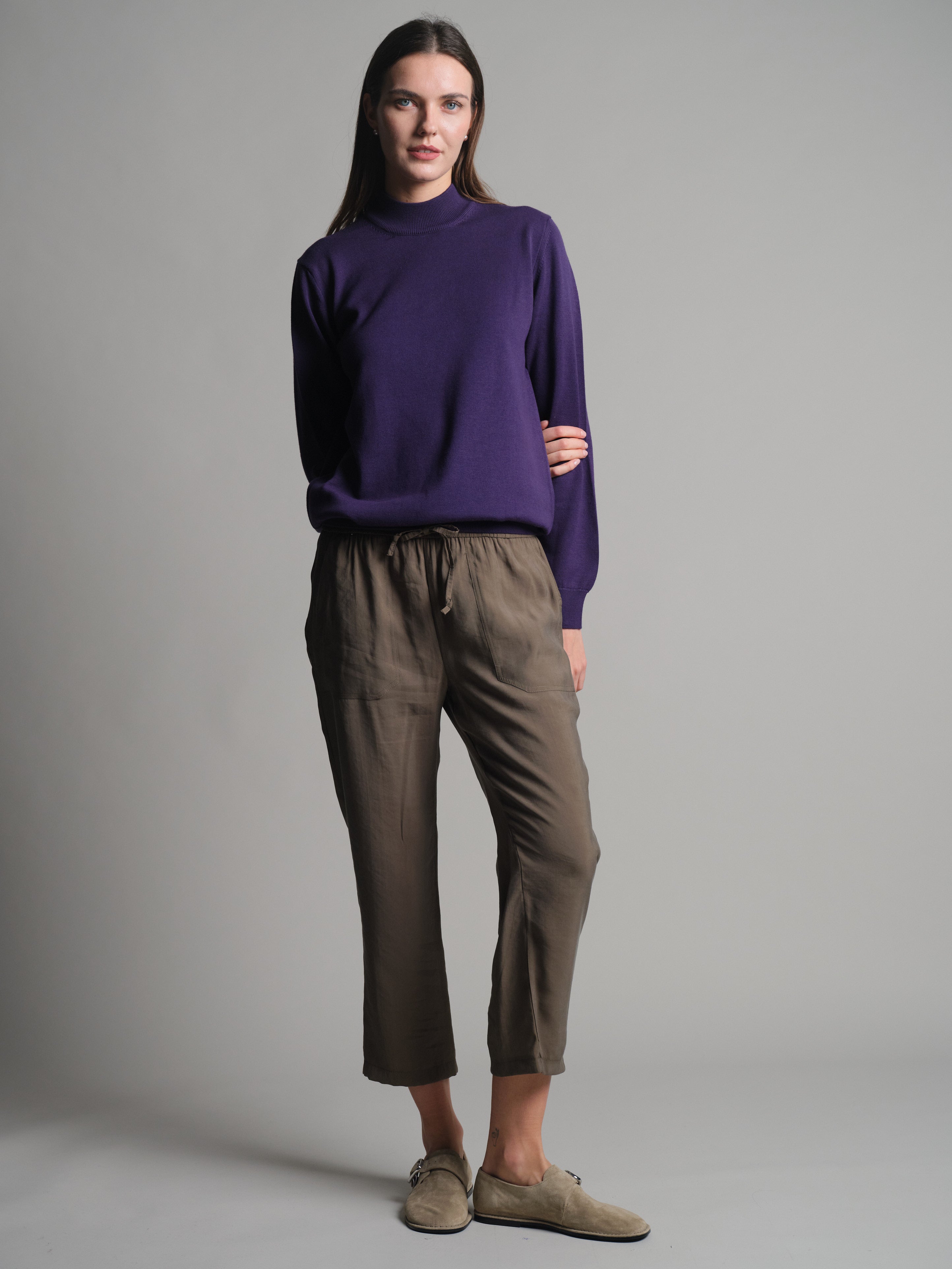 PAMUK BALIKCI YAKA UNISEX KAZAK MOR