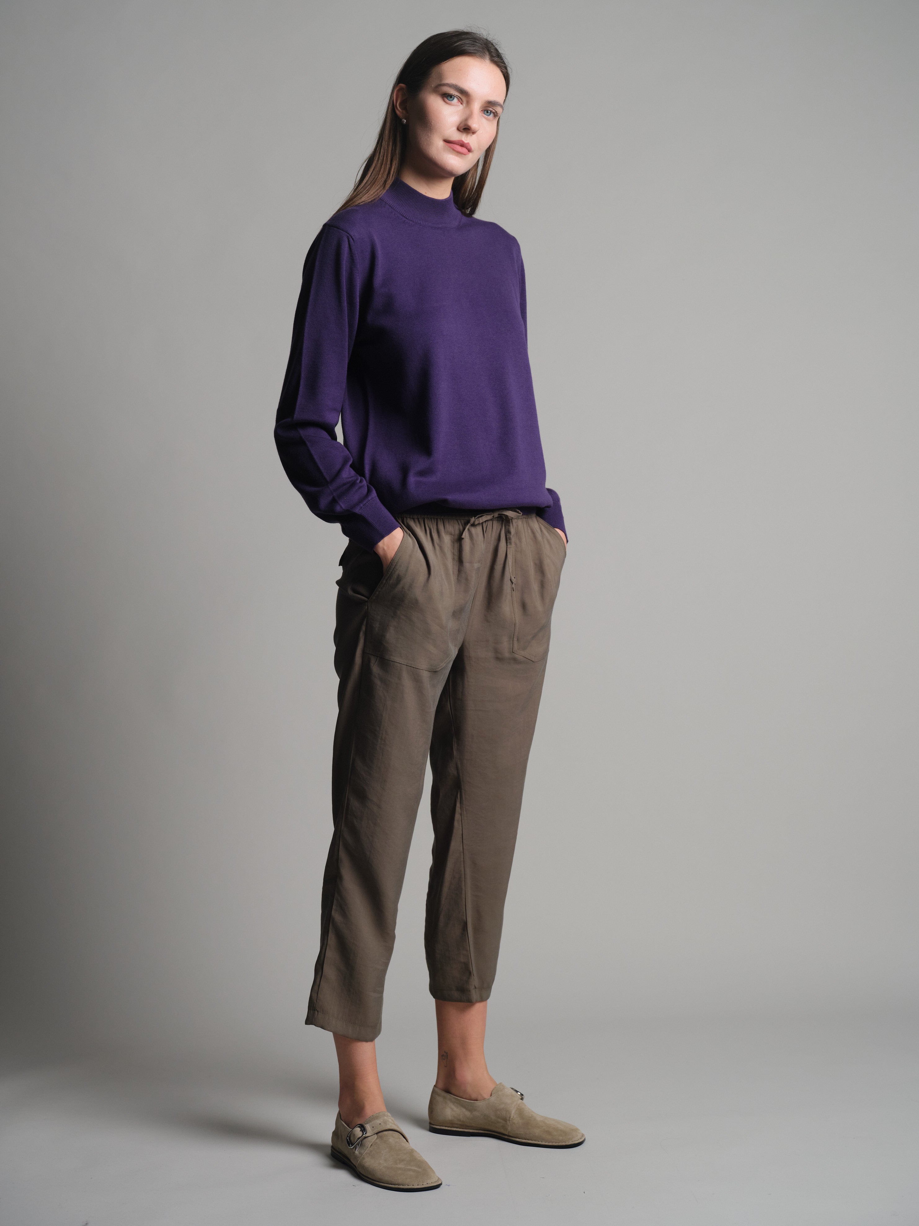 MODAL ELASTIK BEL BANTLI PANTOLON HAKI