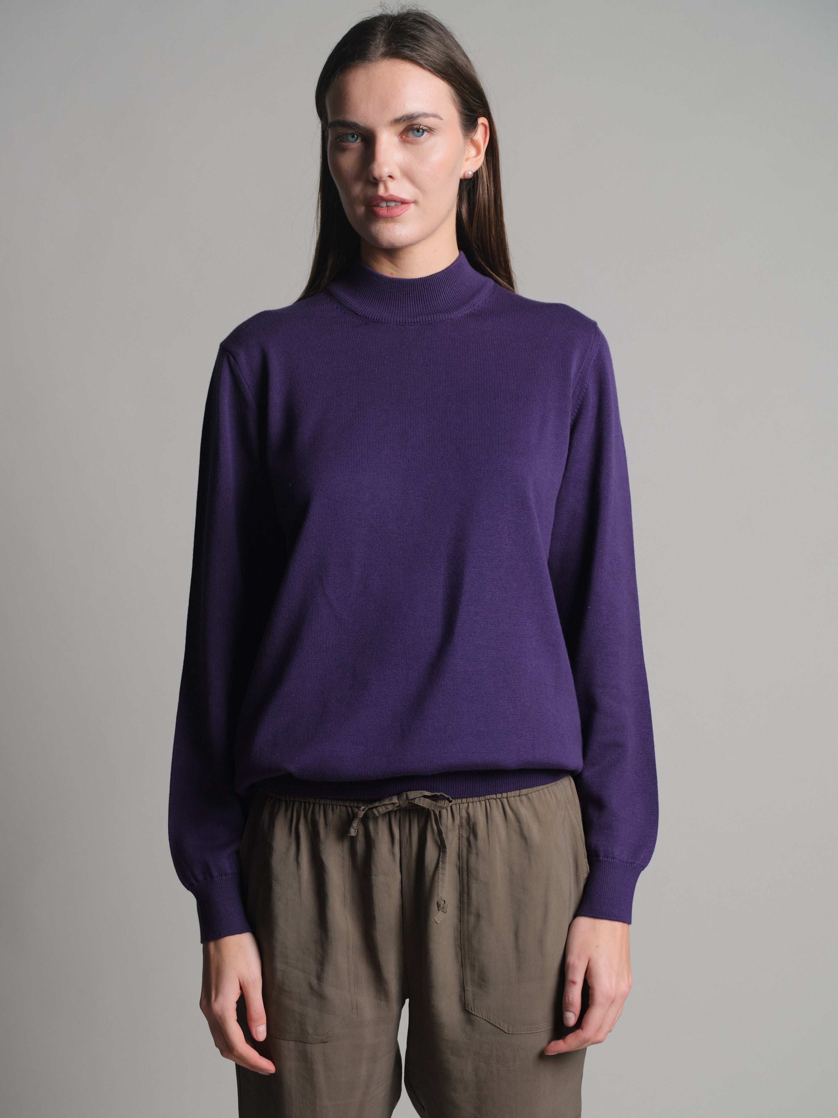 PAMUK BALIKCI YAKA UNISEX KAZAK MOR