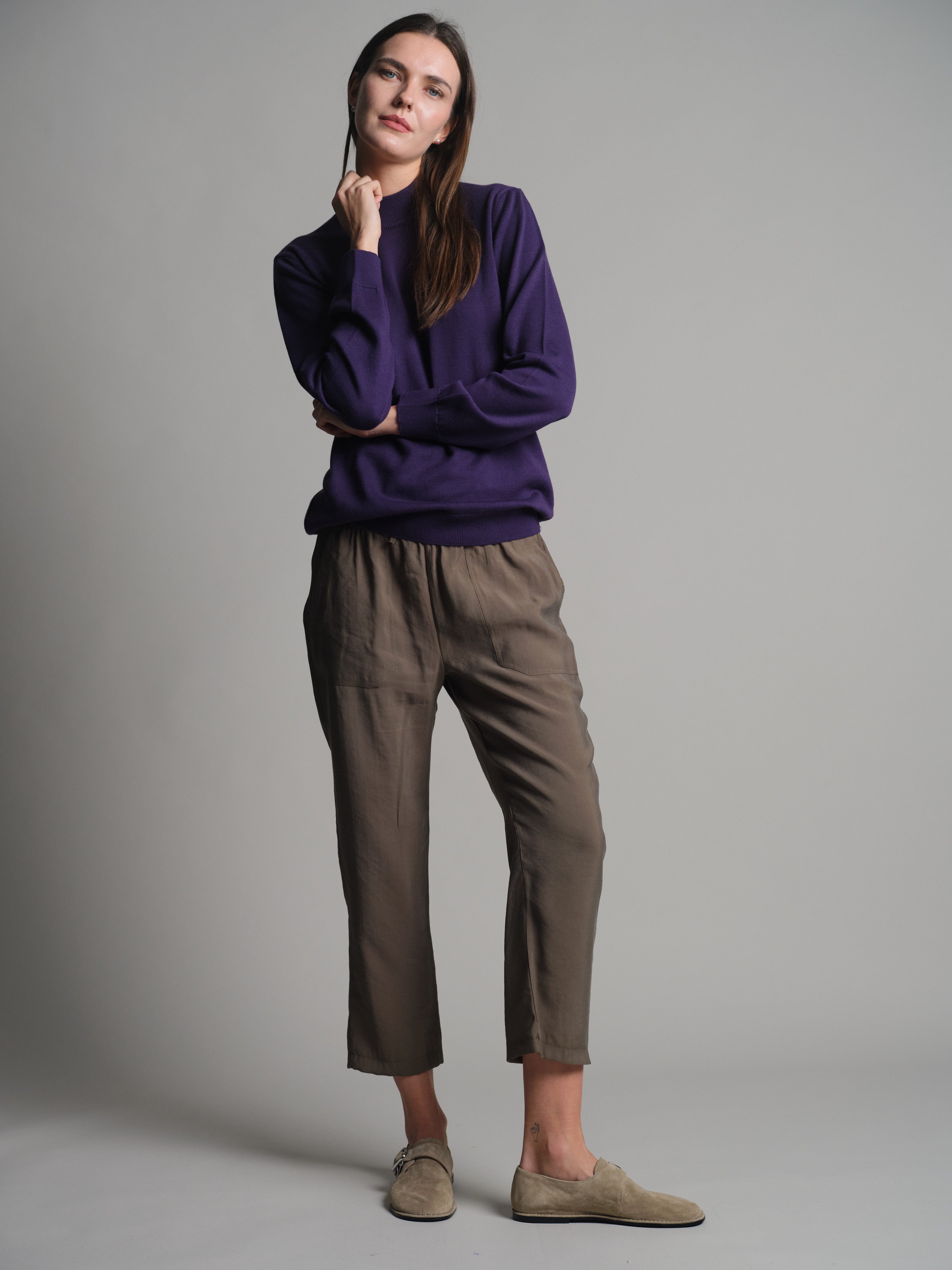 MODAL ELASTIK BEL BANTLI PANTOLON HAKI