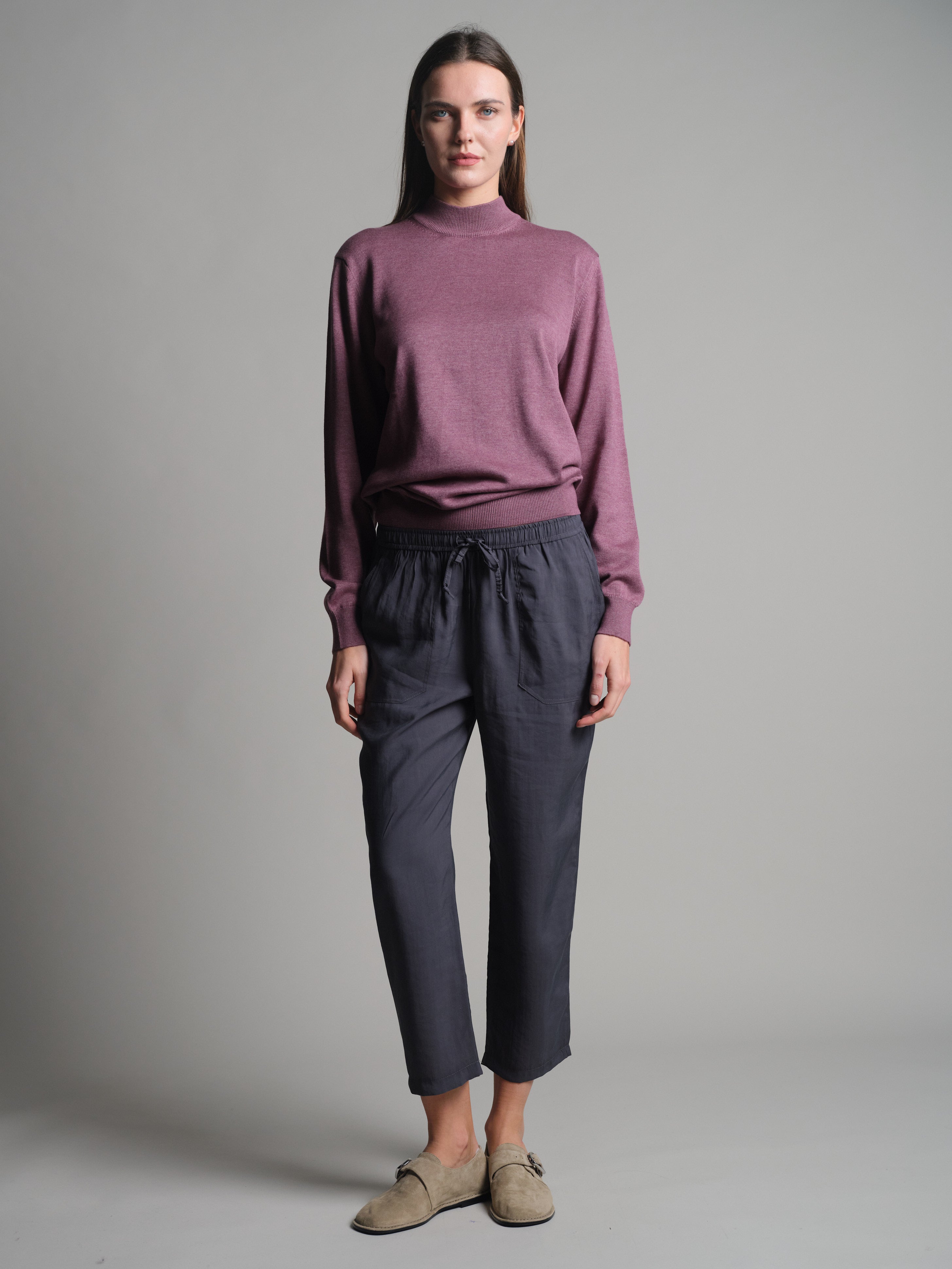 MODAL ELASTIK BEL BANTLI PANTOLON GRI