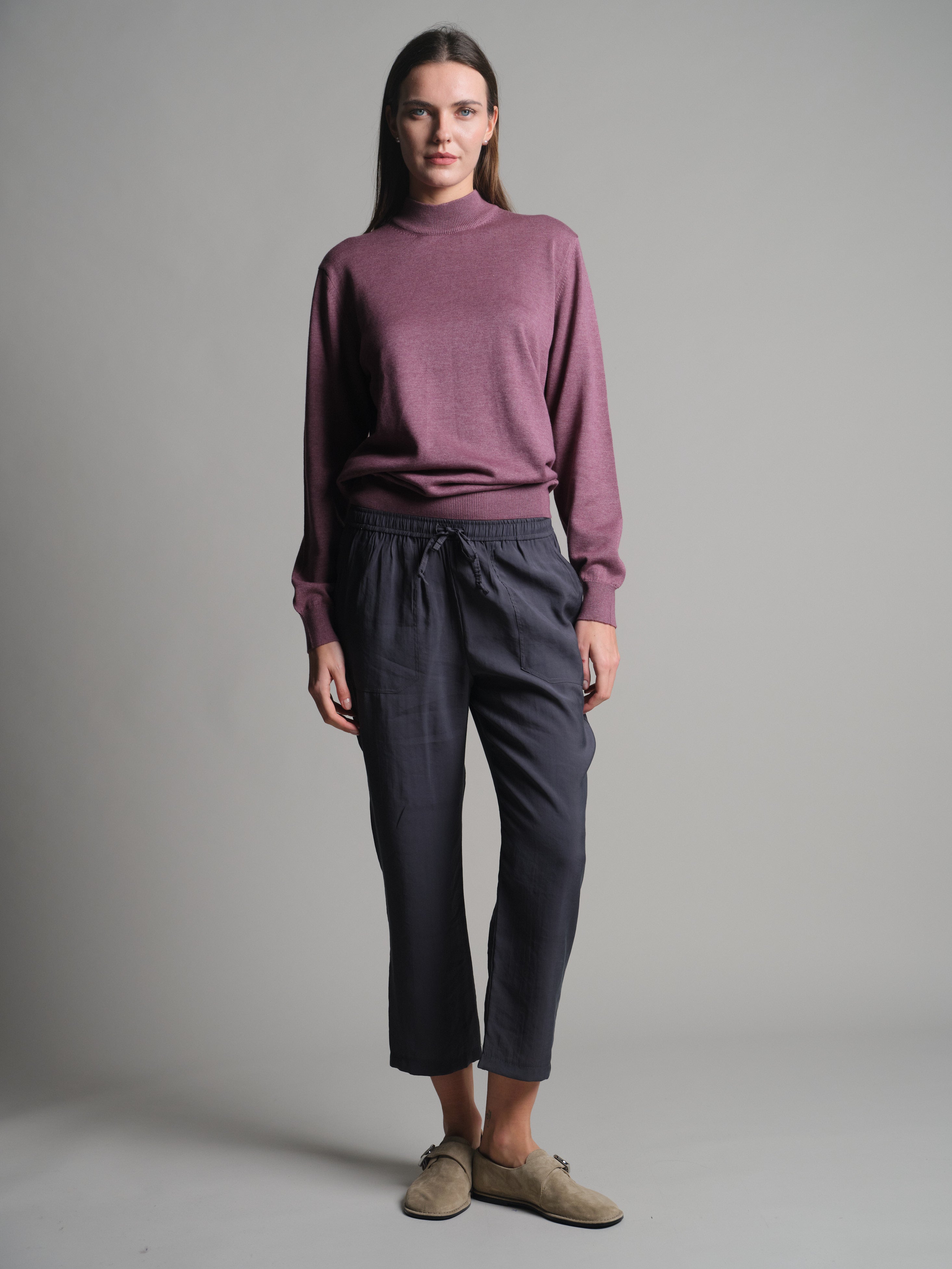COTTON TURTLENECK UNISEX SWEATER DRIED ROSE