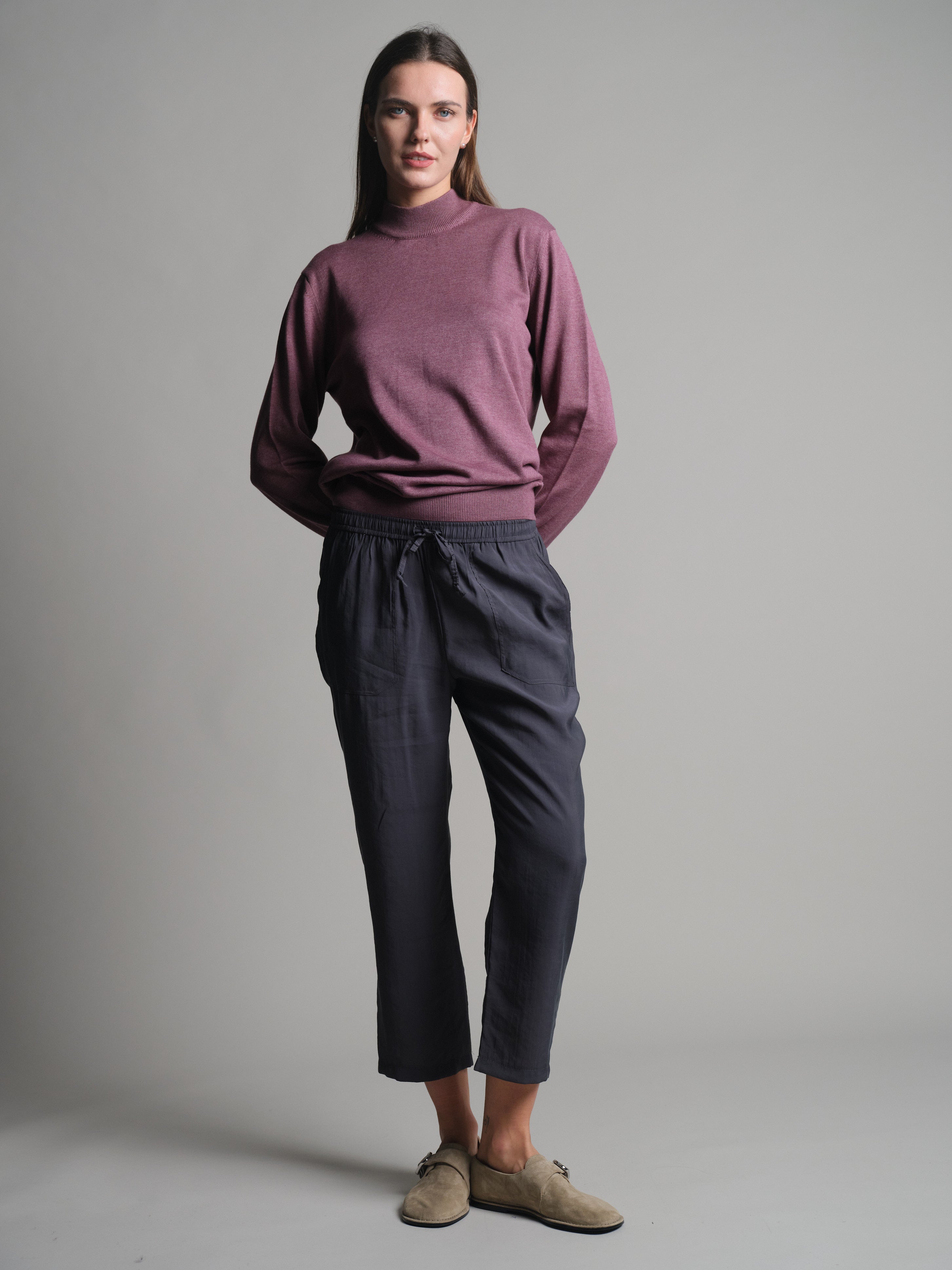 MODAL ELASTIK BEL BANTLI PANTOLON GRI