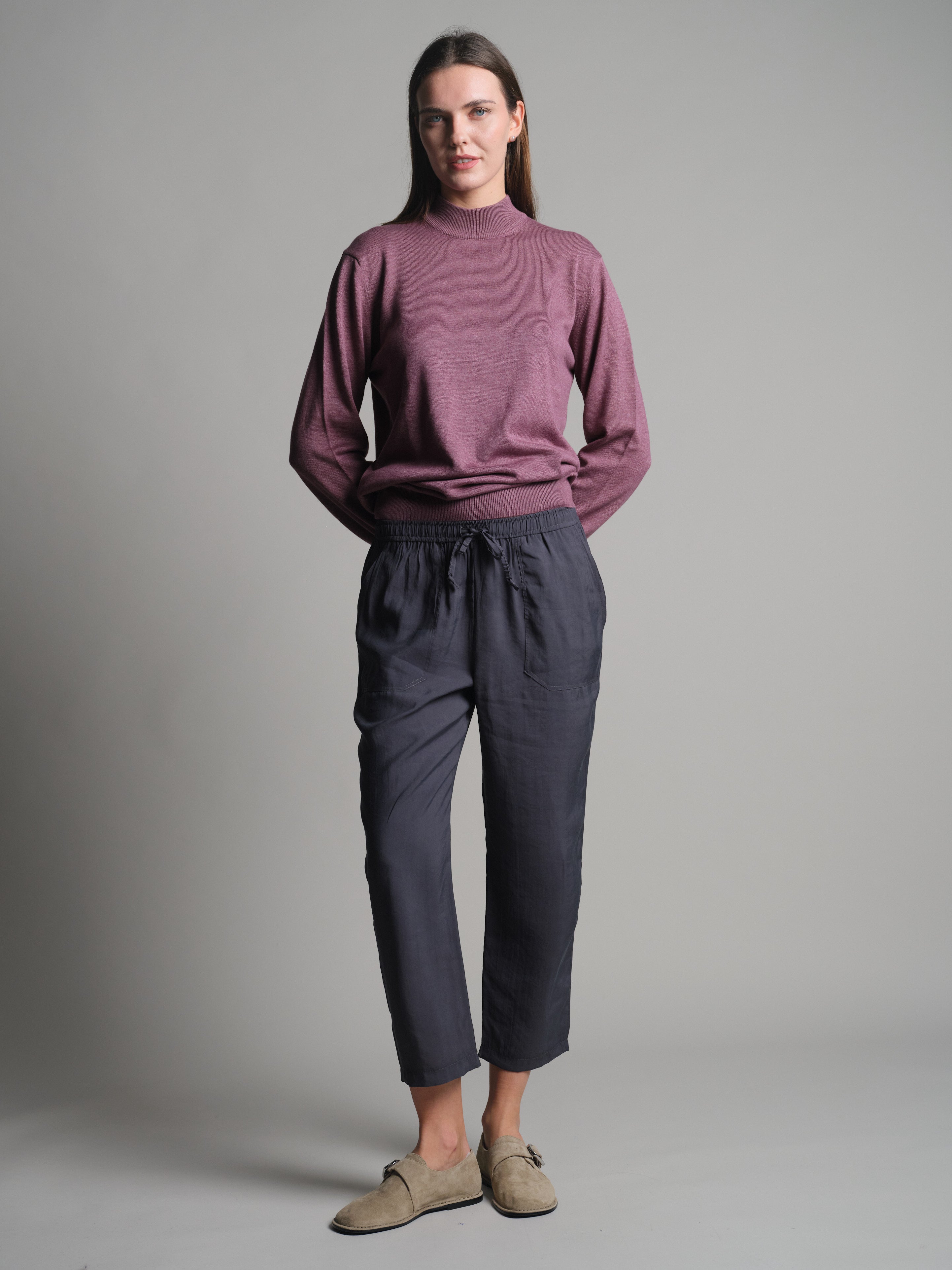 MODAL ELASTIK BEL BANTLI PANTOLON GRI