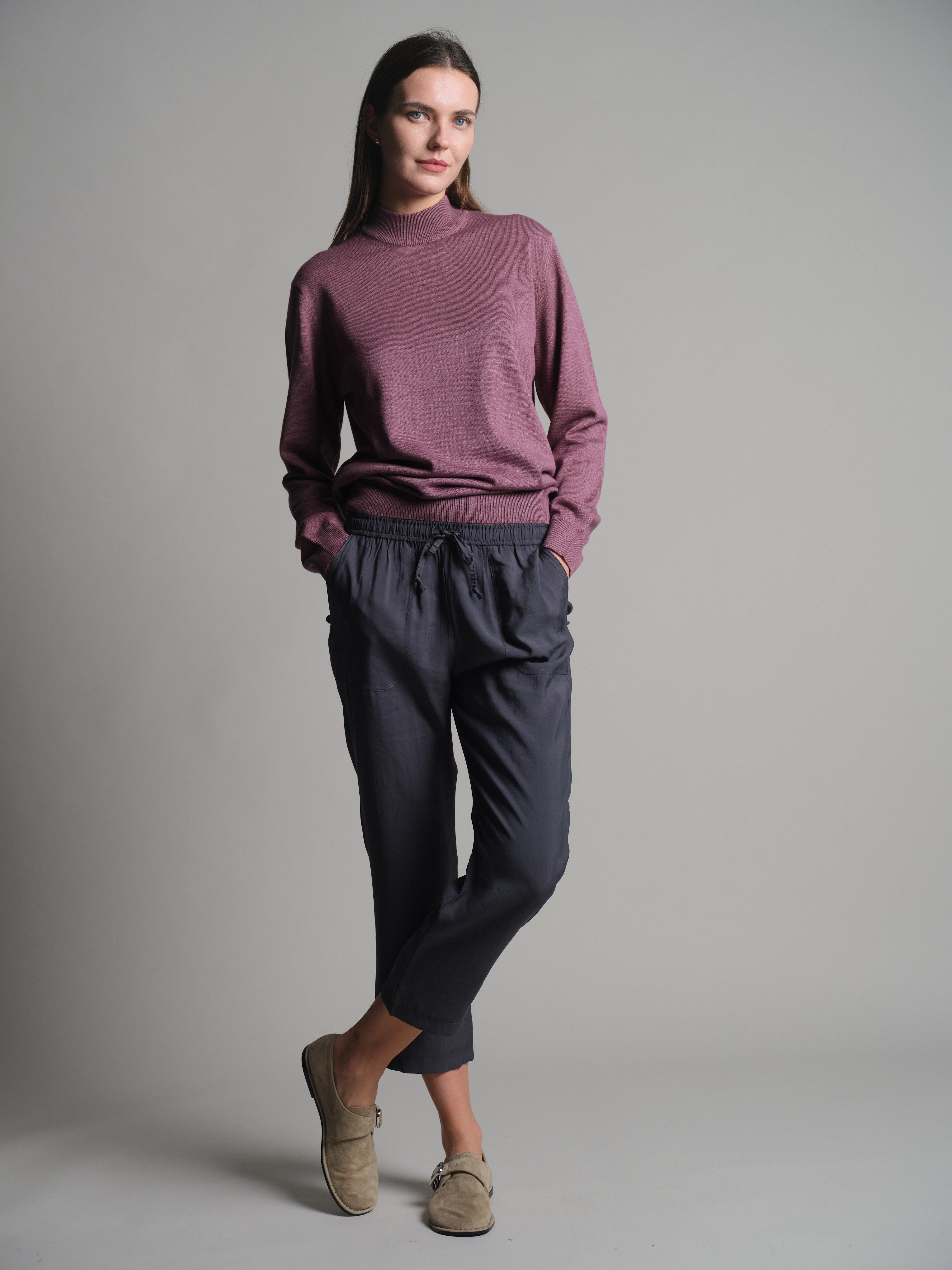 MODAL ELASTIK BEL BANTLI PANTOLON GRI