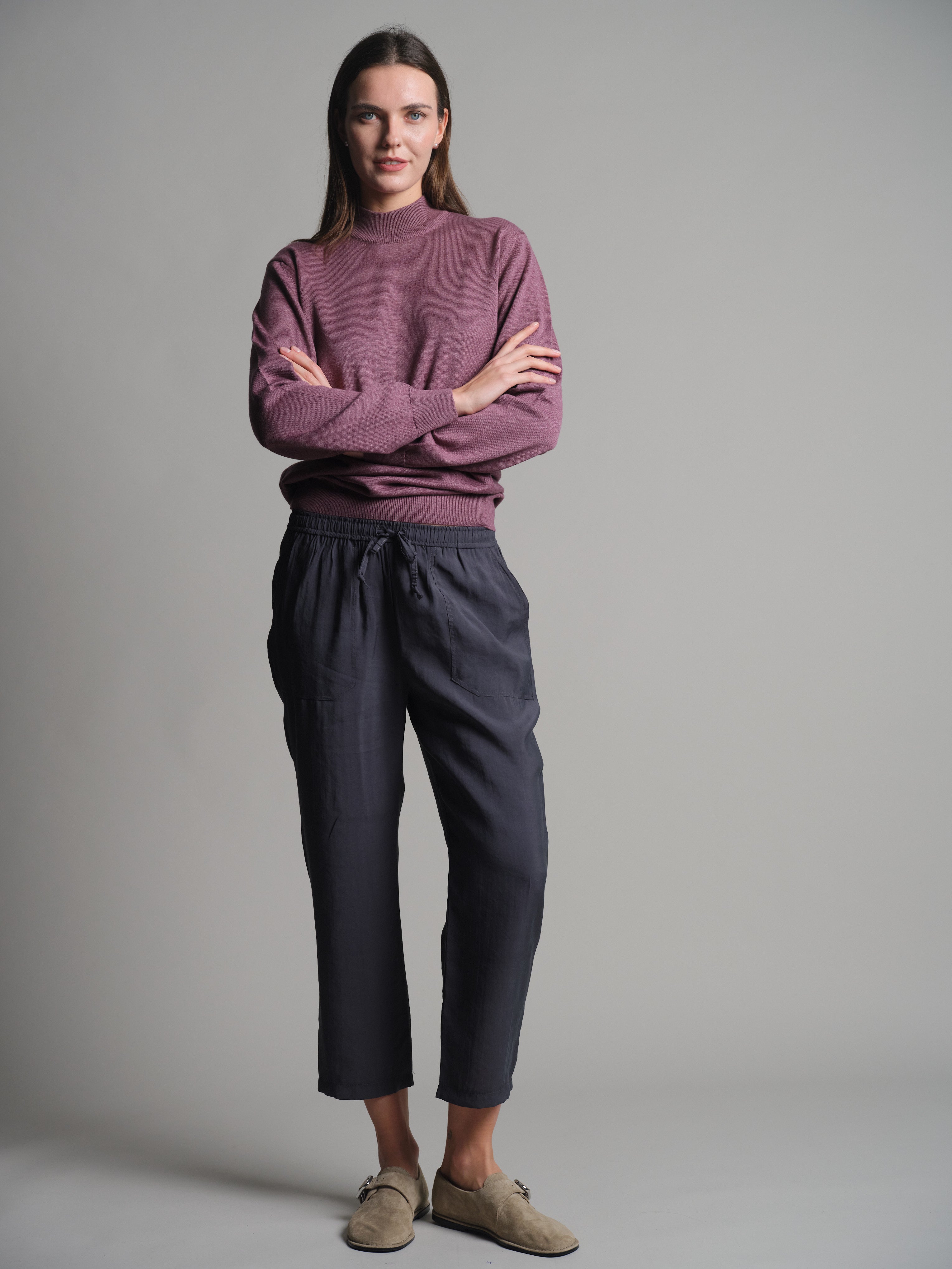 MODAL ELASTIK BEL BANTLI PANTOLON GRI