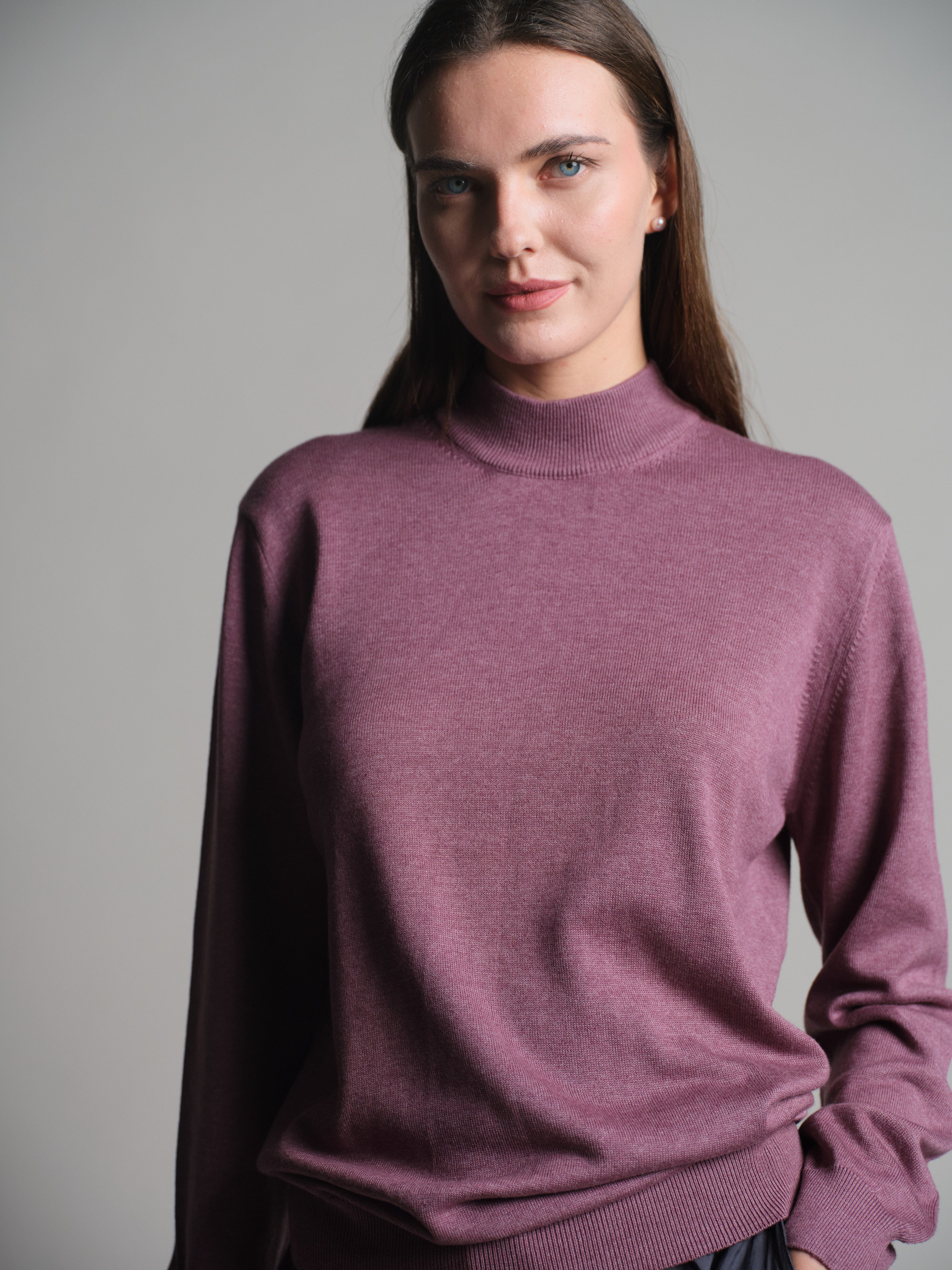COTTON TURTLENECK UNISEX SWEATER DRIED ROSE