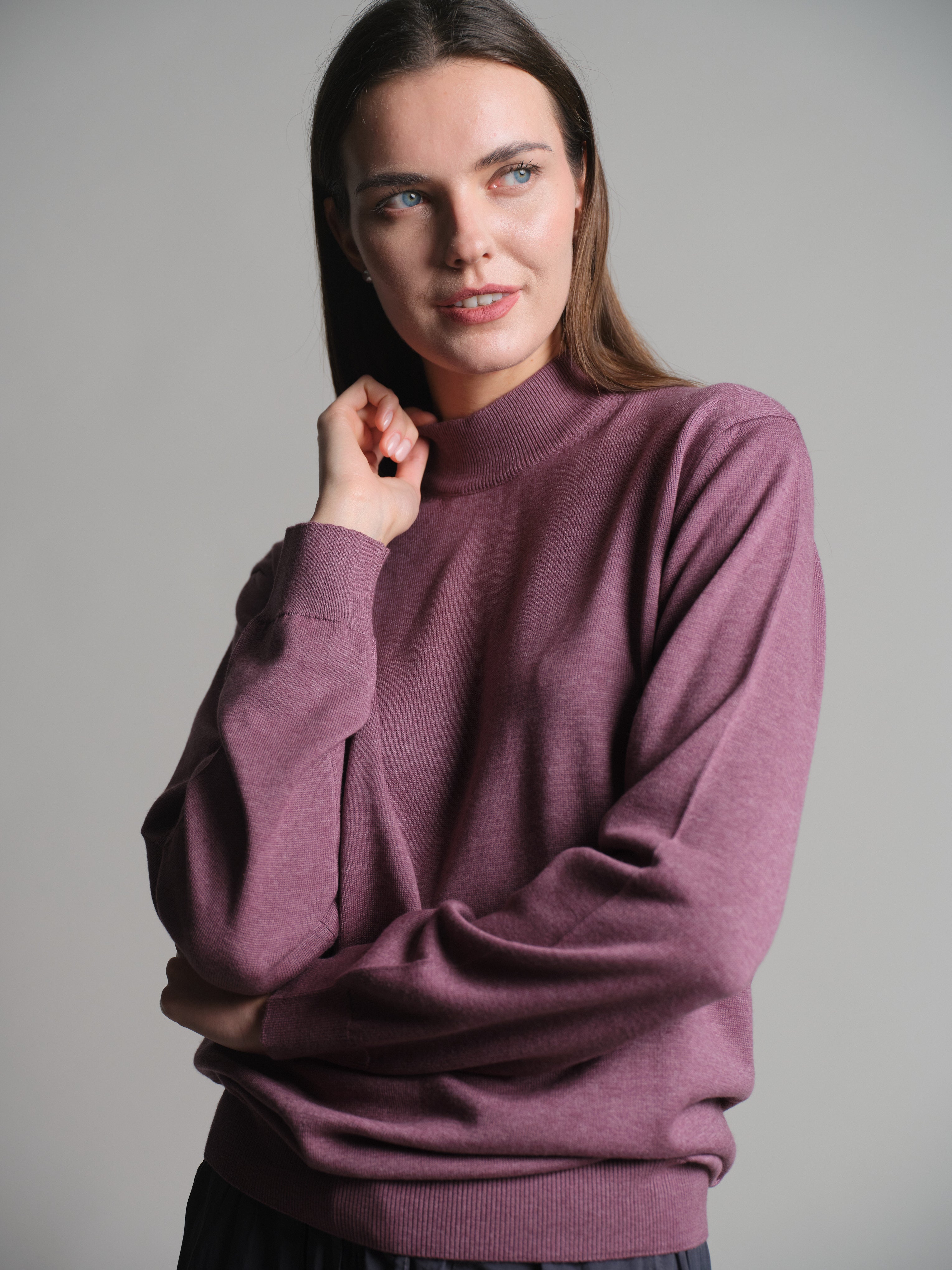 COTTON TURTLENECK UNISEX SWEATER DRIED ROSE