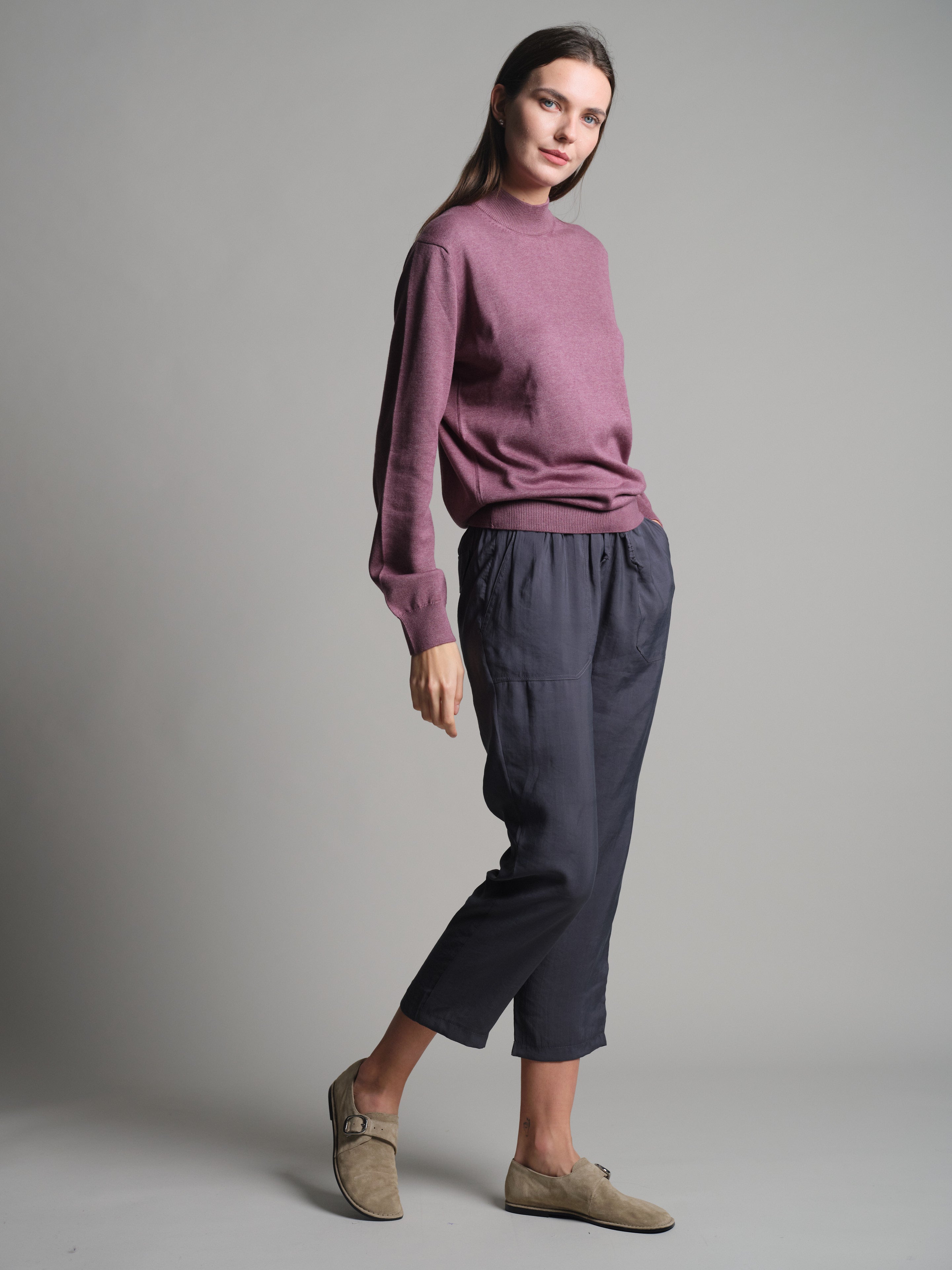 MODAL ELASTIK BEL BANTLI PANTOLON GRI