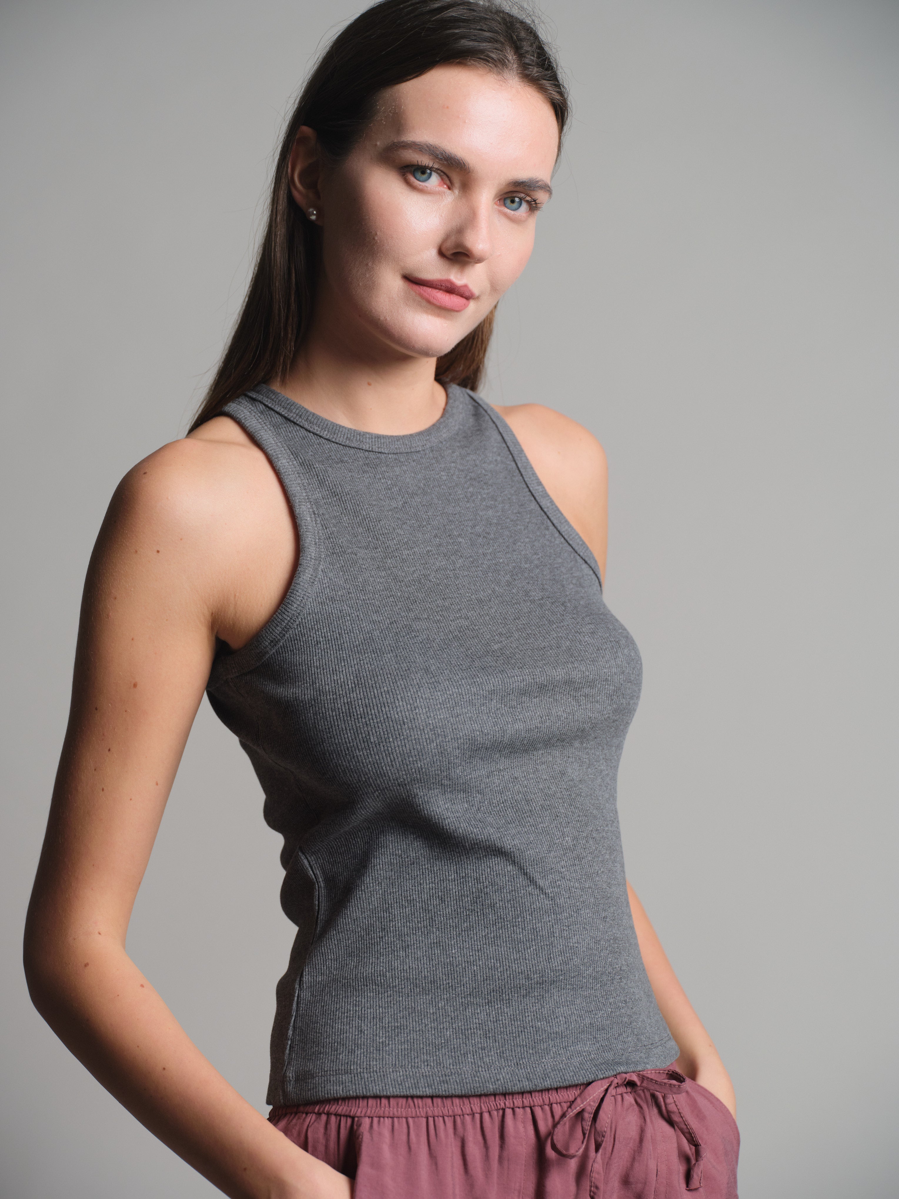 HALTERNECK CROP TOP SMOKED