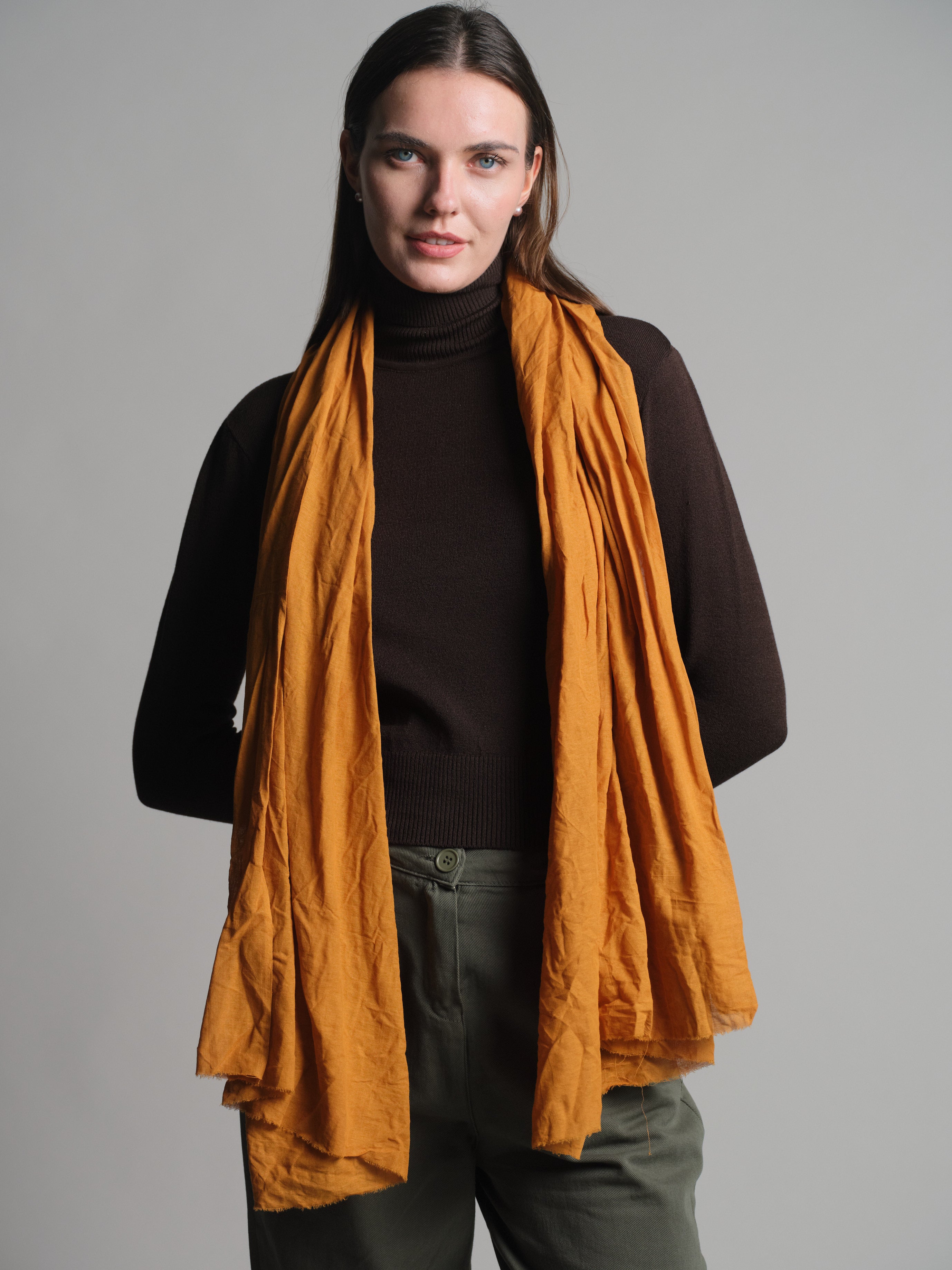 Honey Mustard Organic Cotton Handmade Shawl