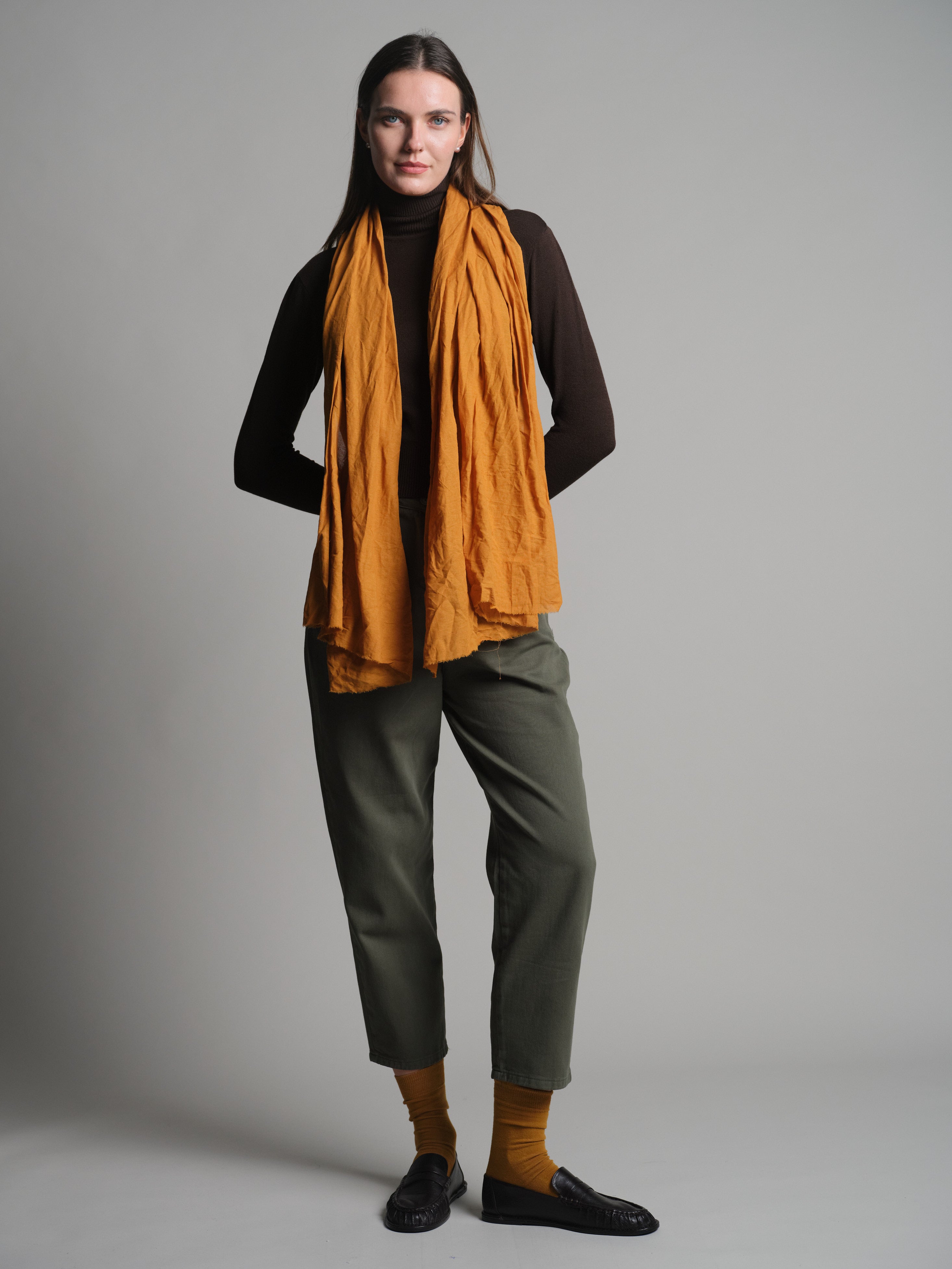 Honey Mustard Organic Cotton Handmade Shawl