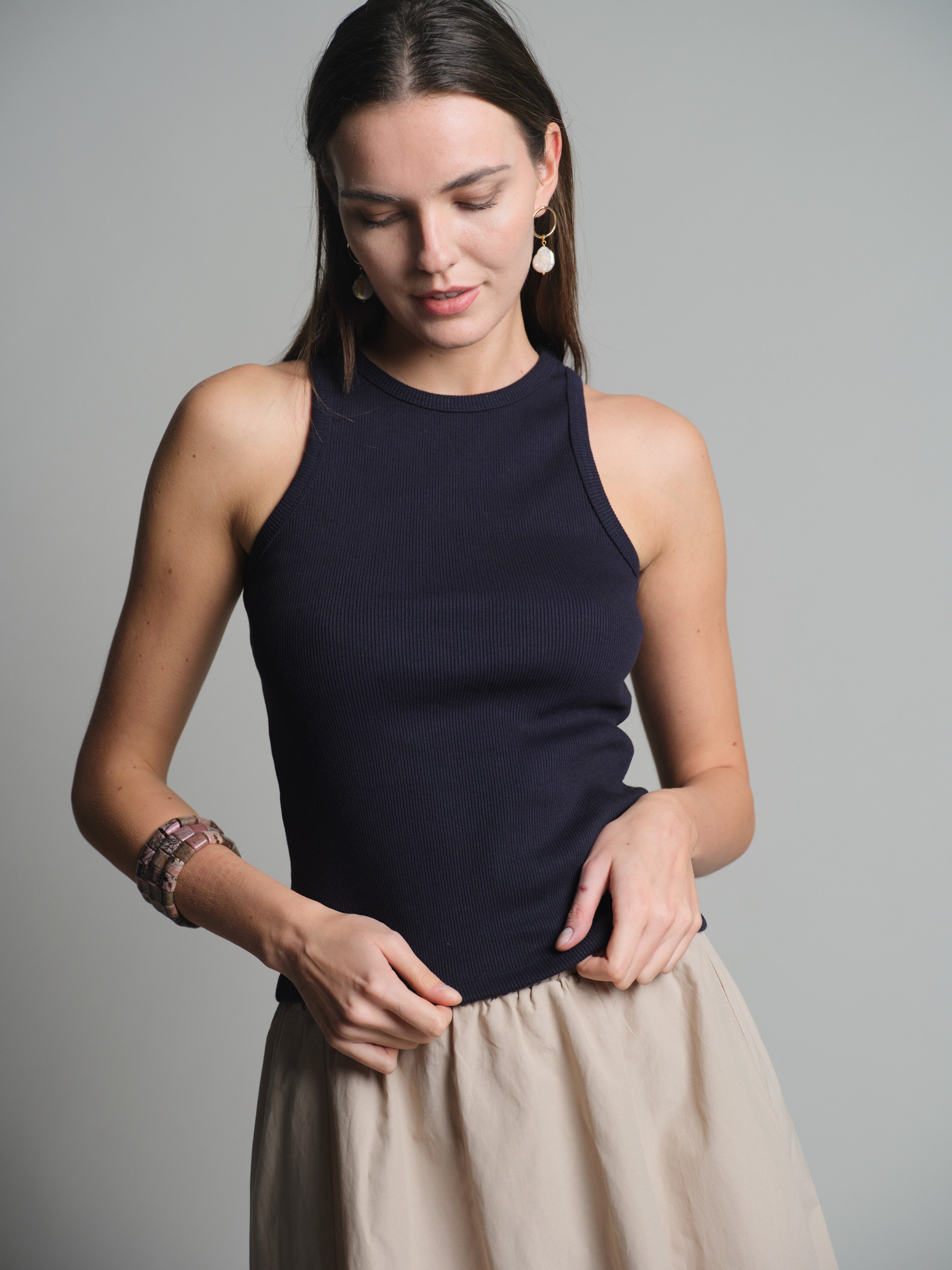 HALTERNECK CROP TOP NAVY BLUE