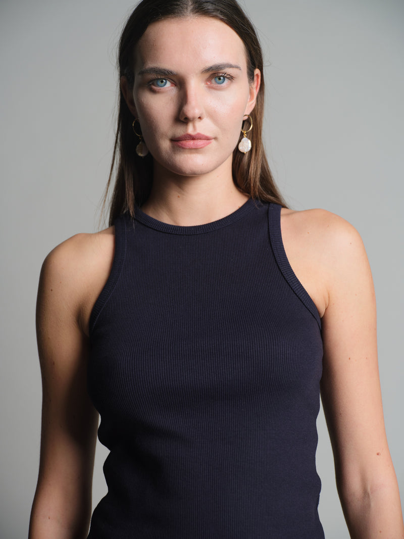 HALTER YAKA CROP TOP LACIVERT