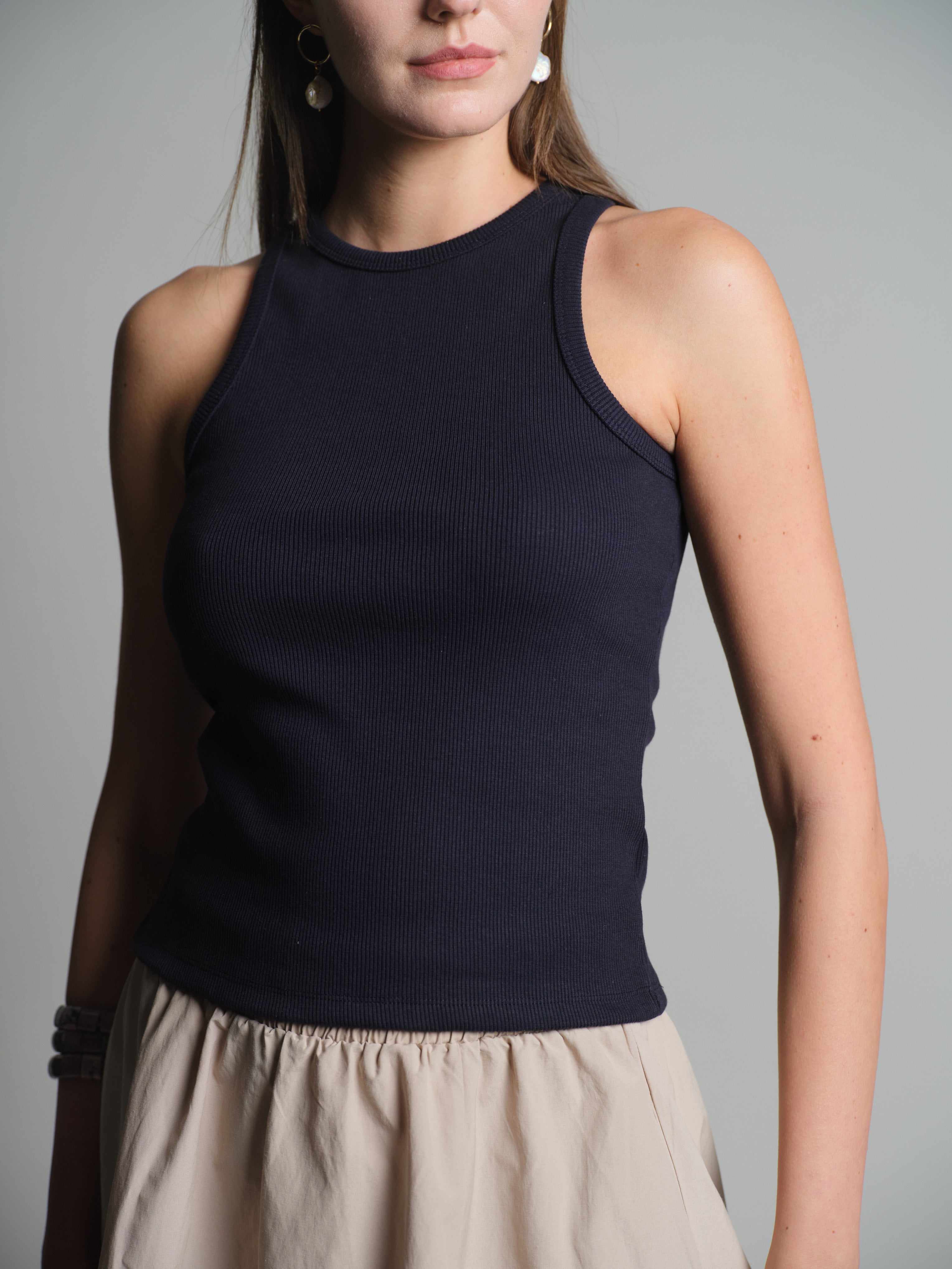 HALTERNECK CROP TOP NAVY BLUE
