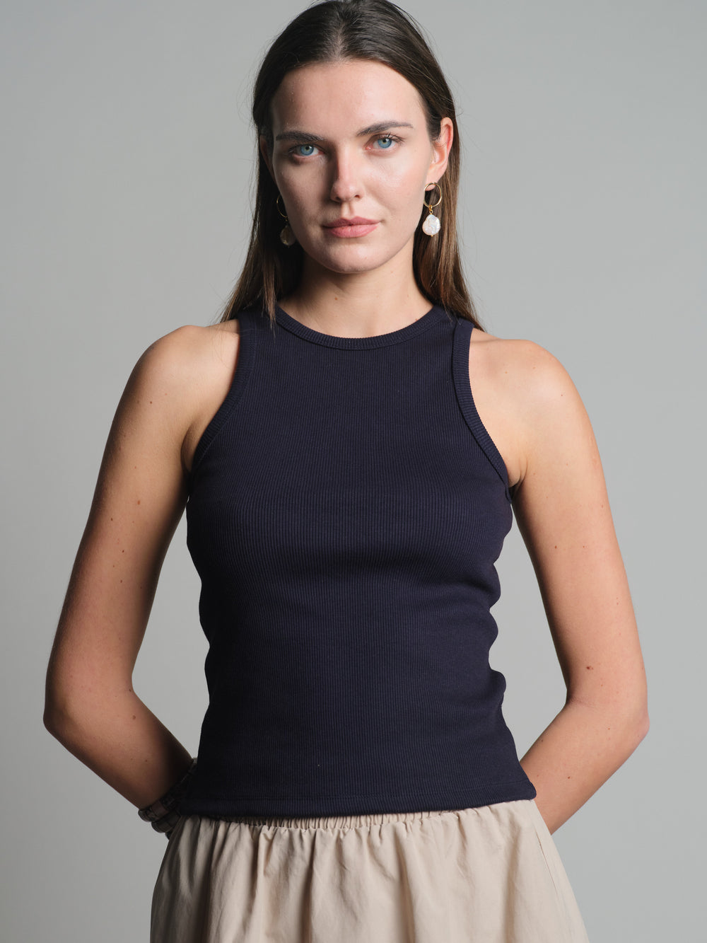 HALTER YAKA CROP TOP LACIVERT