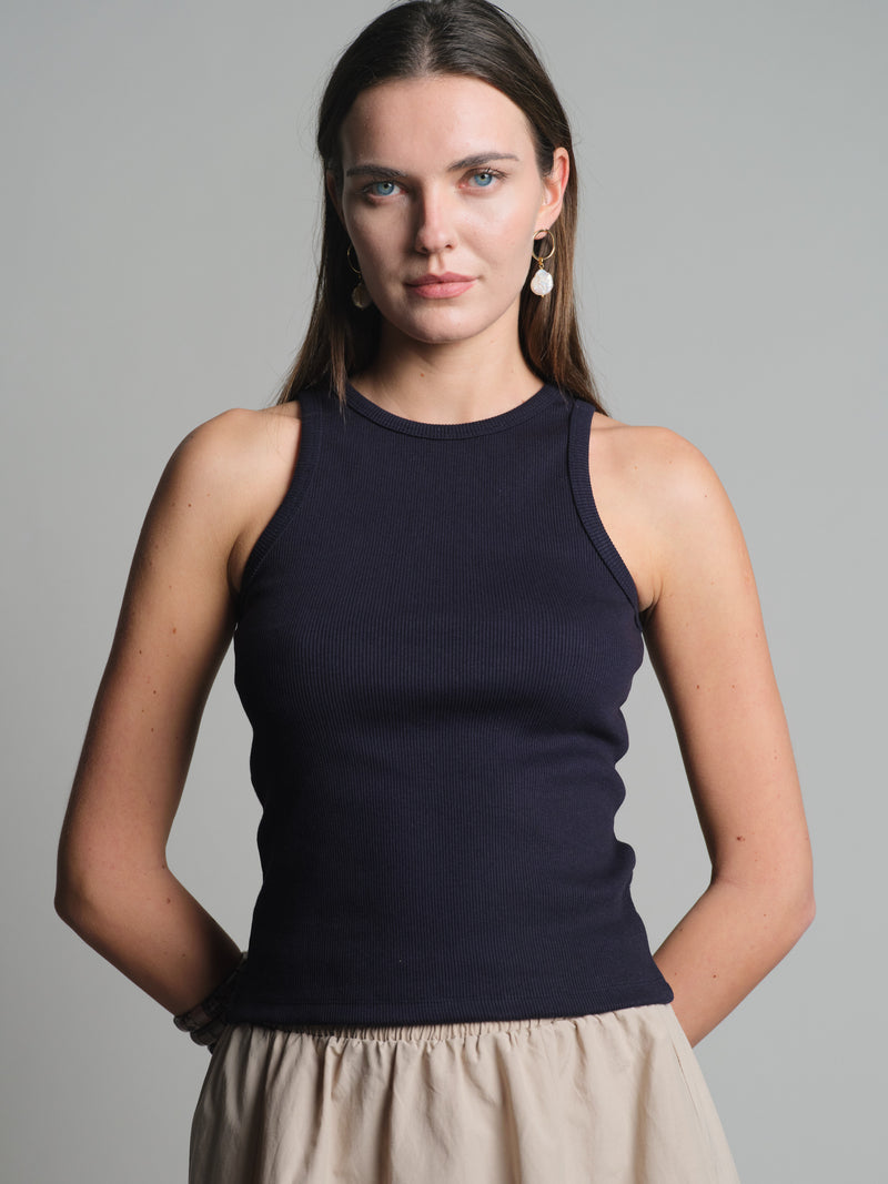 HALTER YAKA CROP TOP LACIVERT