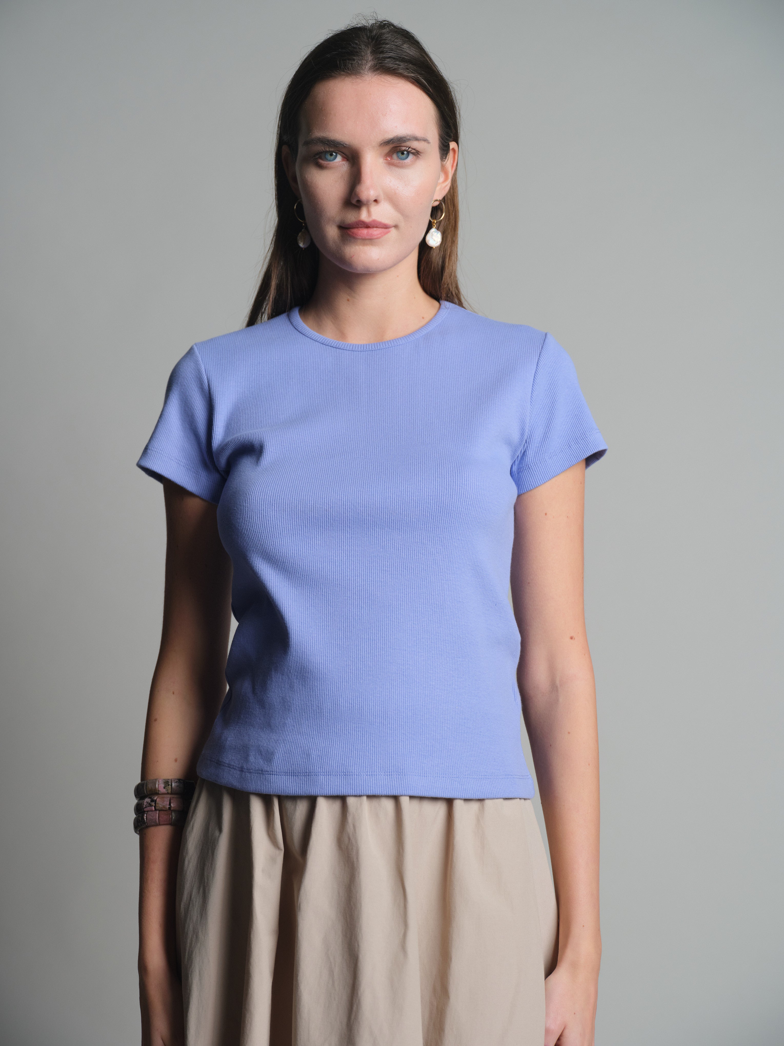 FITILLI KISA KOLLU PAMUK T-SHIRT MULBERRY
