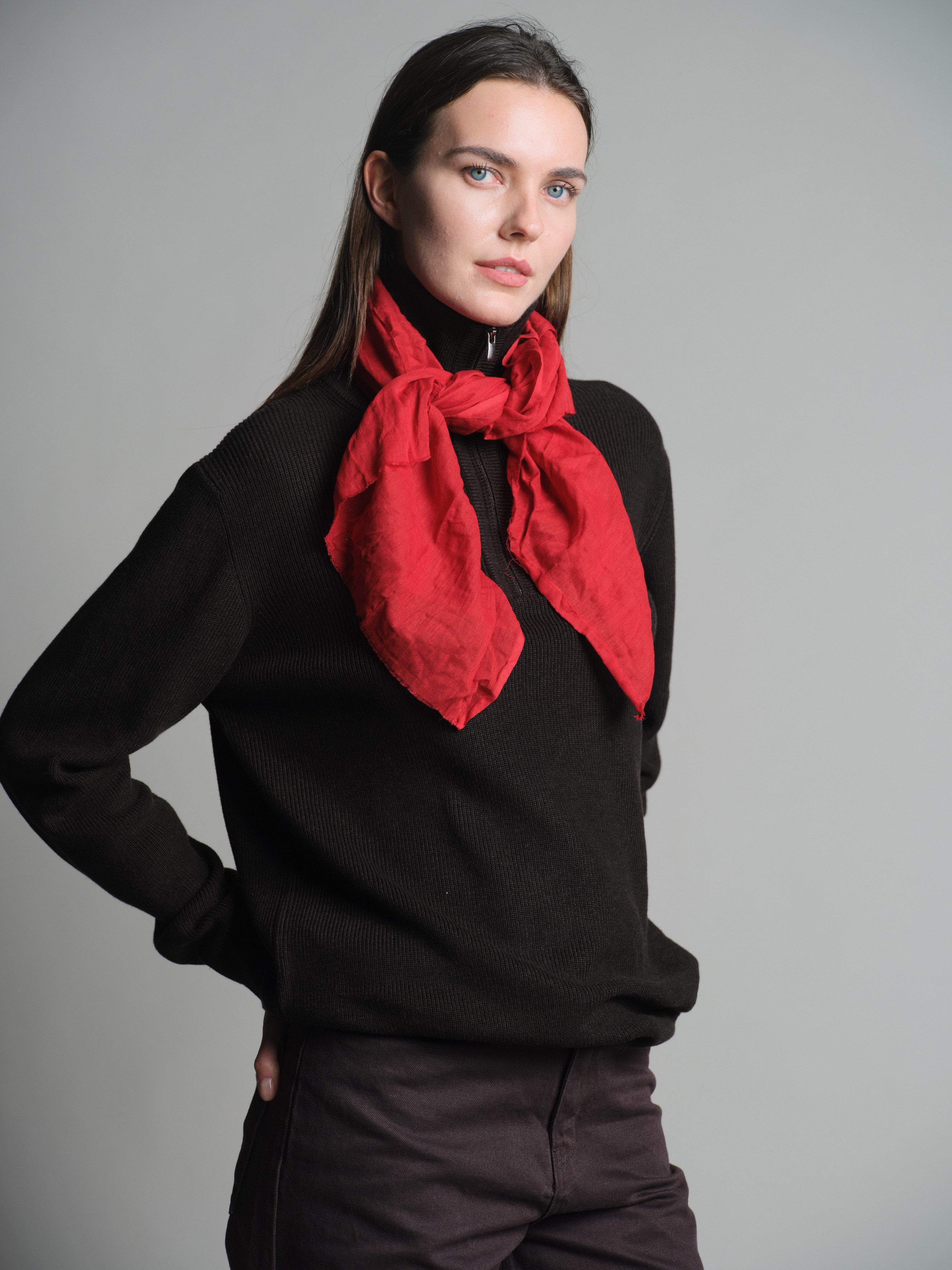 CHRISTMAS RED ORGANIK PAMUK KARE FULAR
