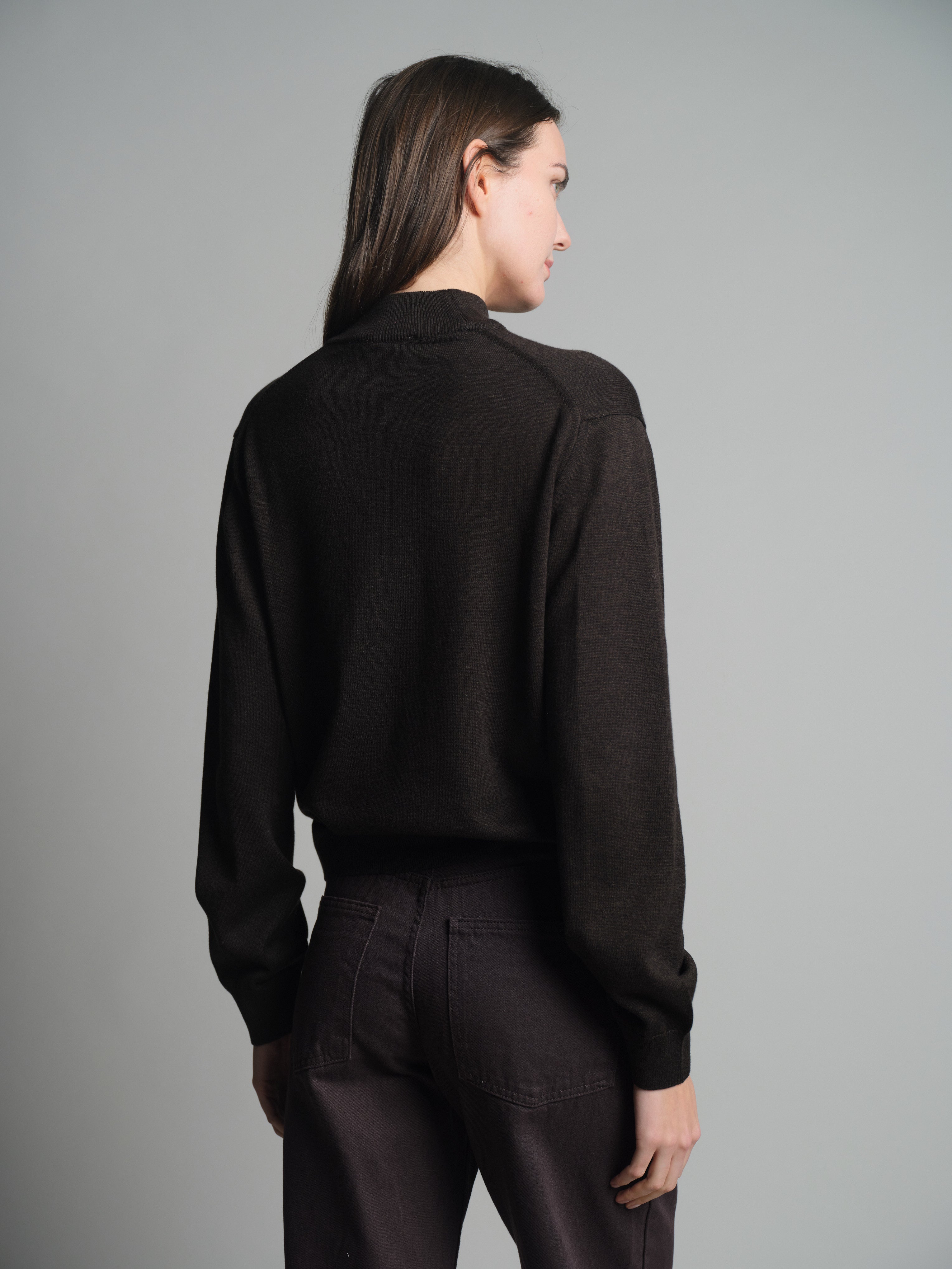 COTTON TURTLENECK UNISEX SWEATER DARK BROWN