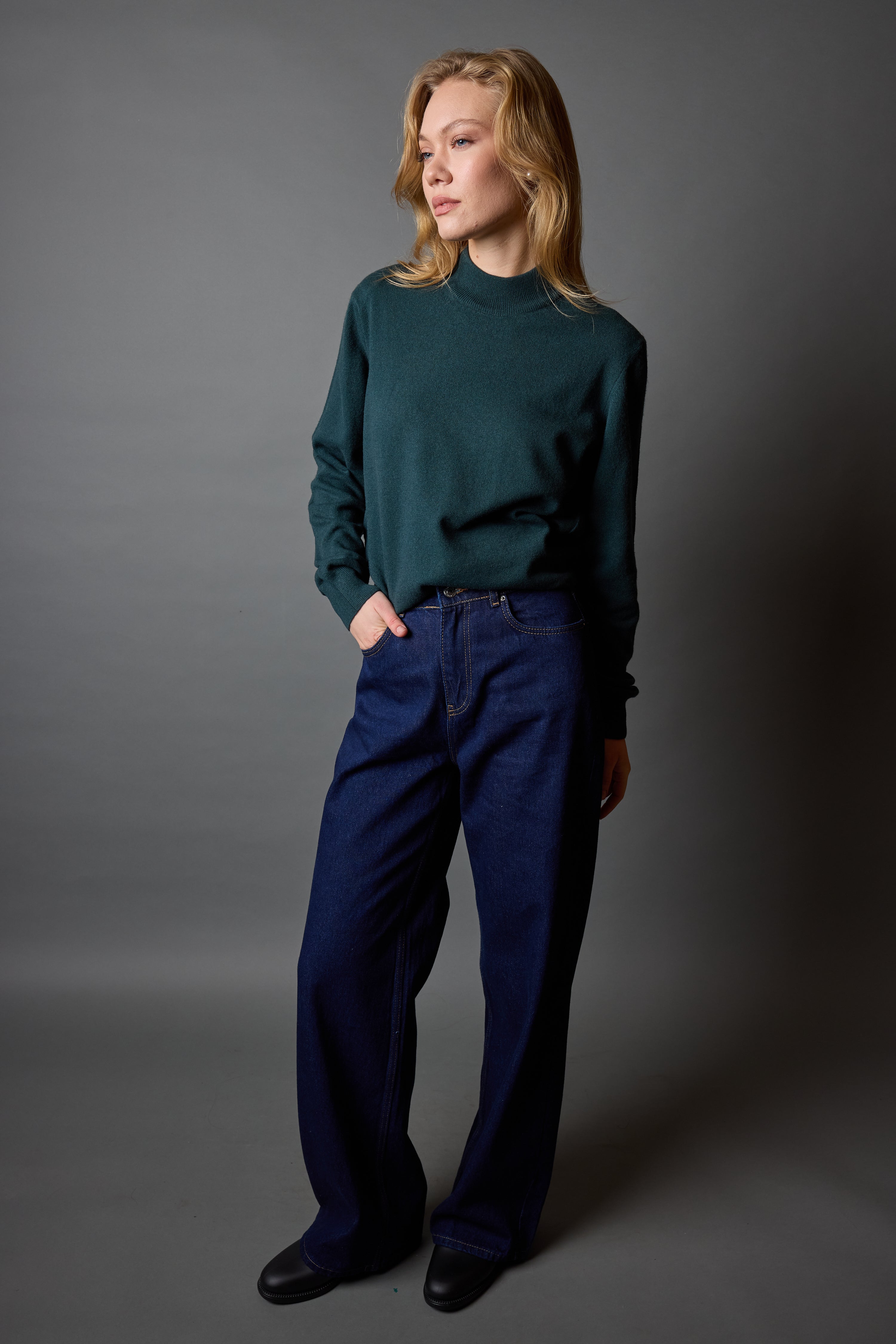 STRAIGHT YUKSEK BEL GENIS PACA JEAN DARK BLUE