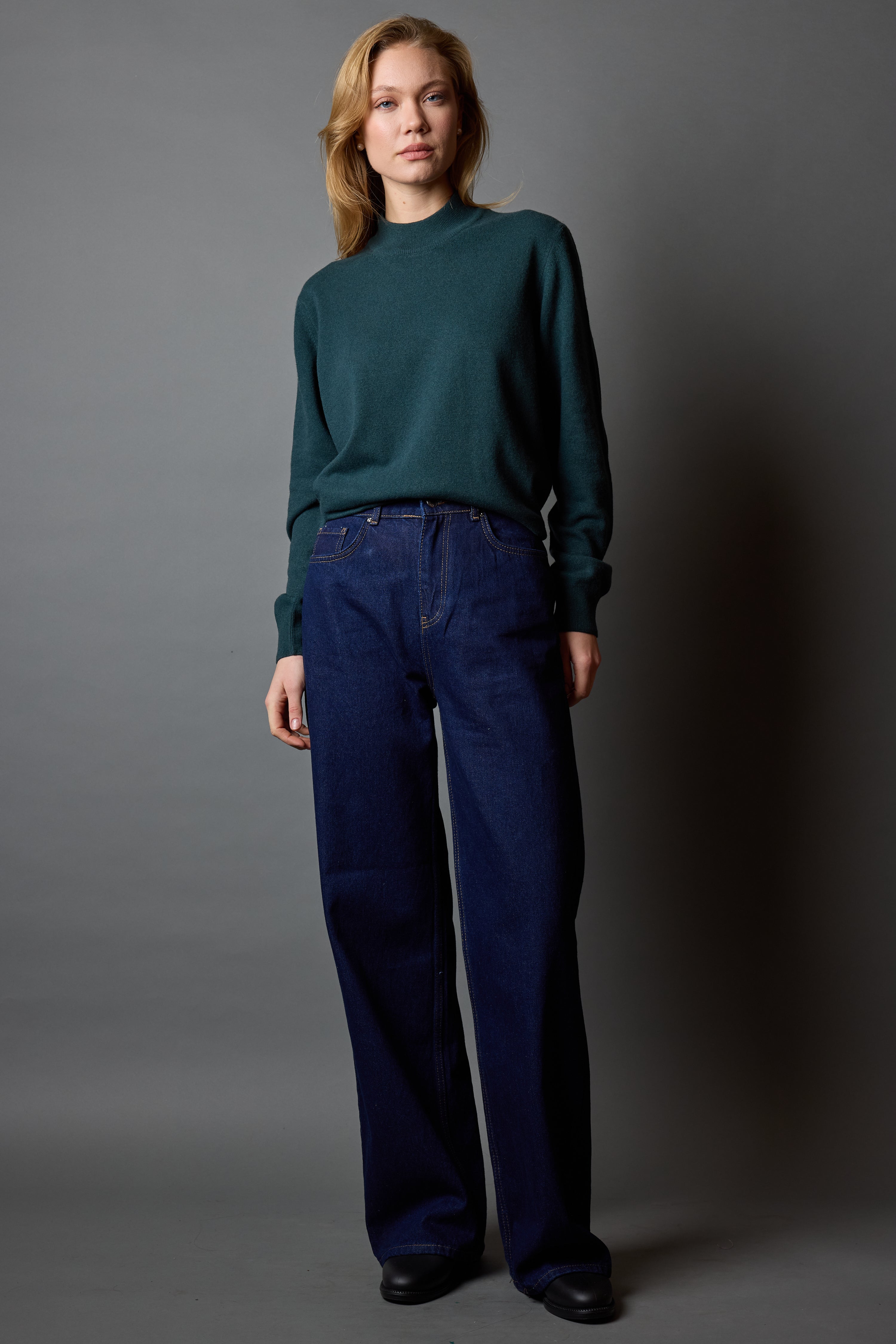STRAIGHT YUKSEK BEL GENIS PACA JEAN DARK BLUE