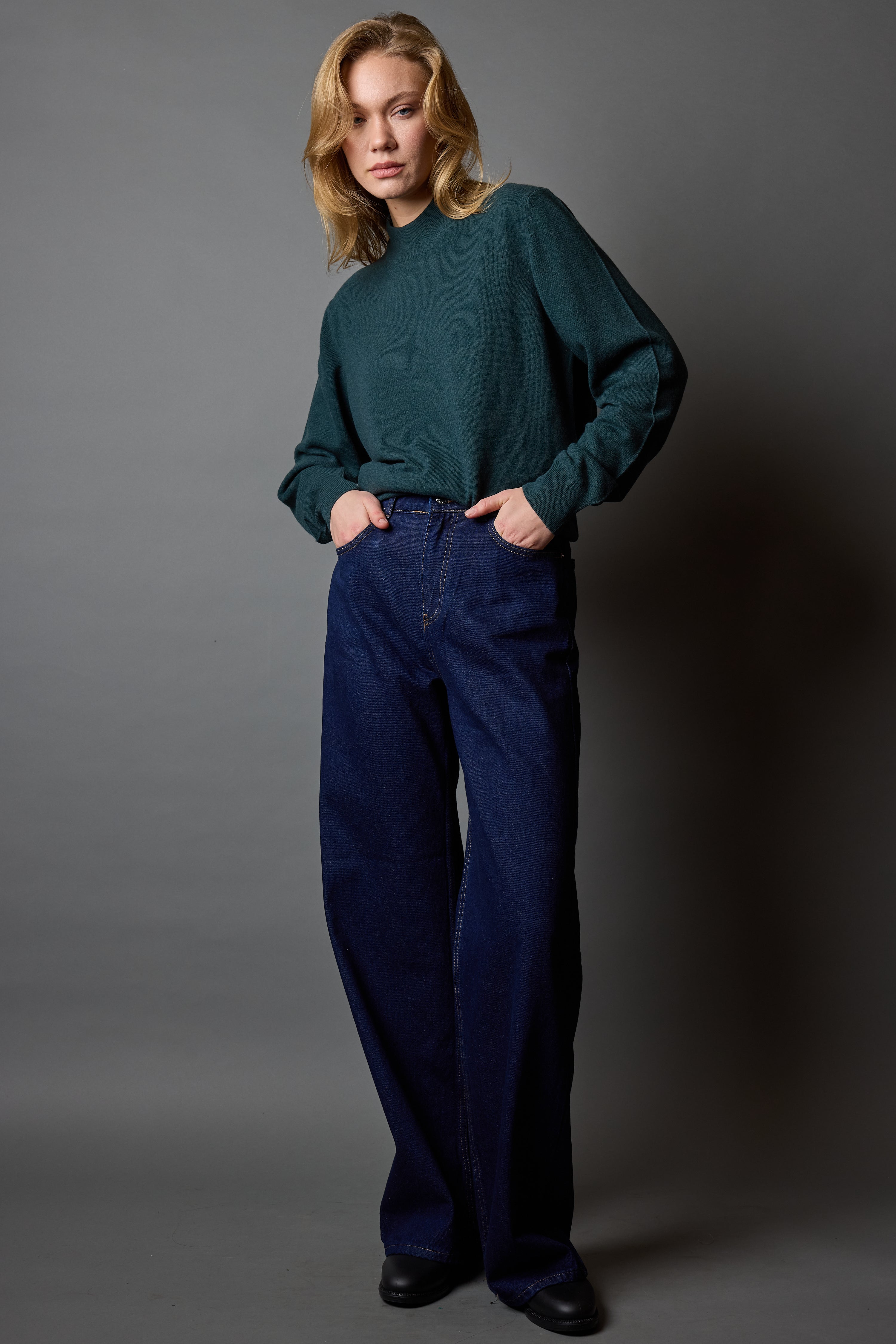 STRAIGHT YUKSEK BEL GENIS PACA JEAN DARK BLUE