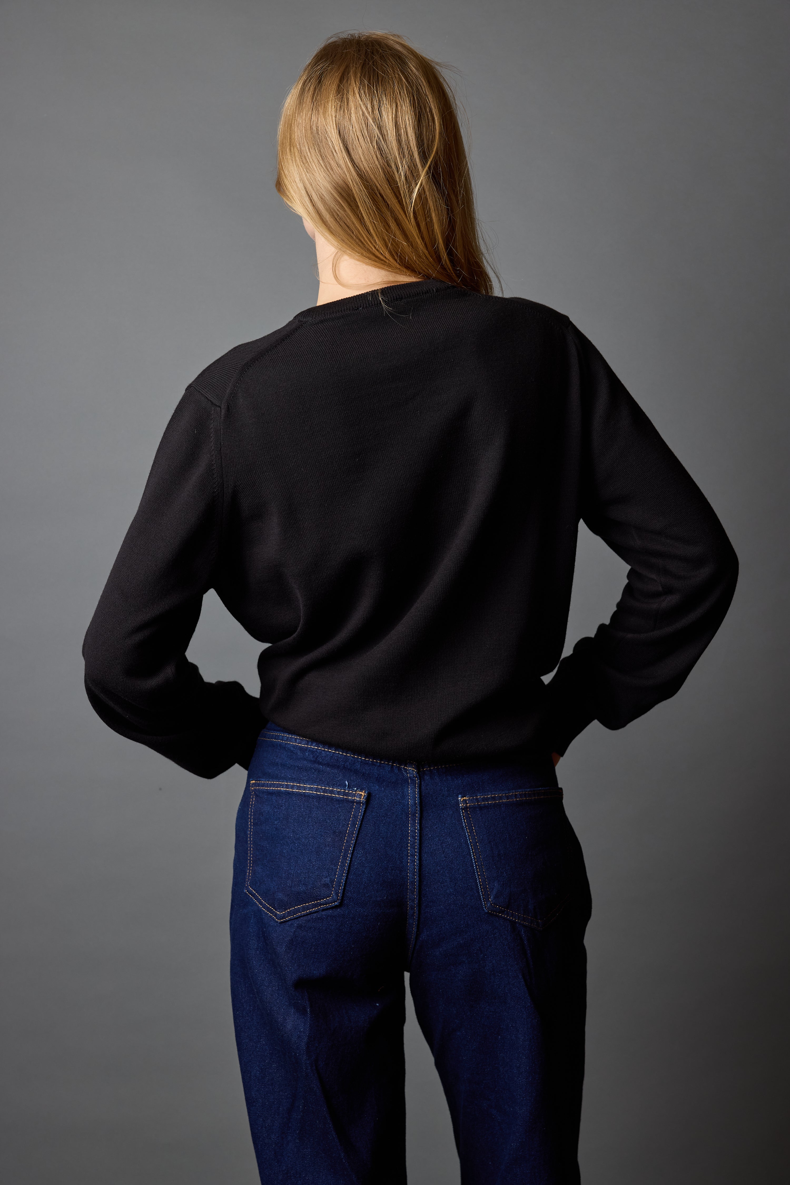 PAMUK BISIKLET YAKA UNISEX KAZAK SIYAH