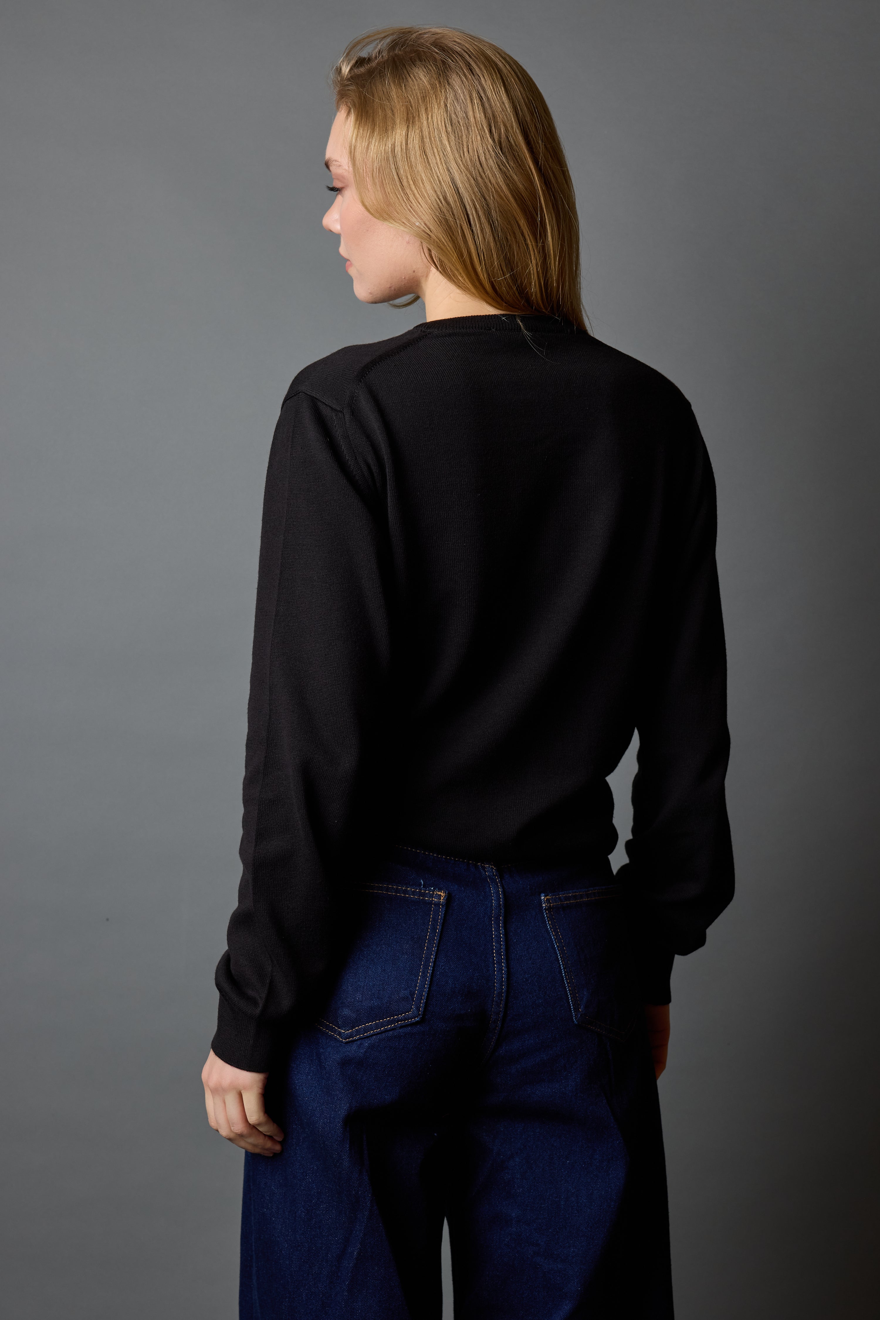 PAMUK BISIKLET YAKA UNISEX KAZAK SIYAH