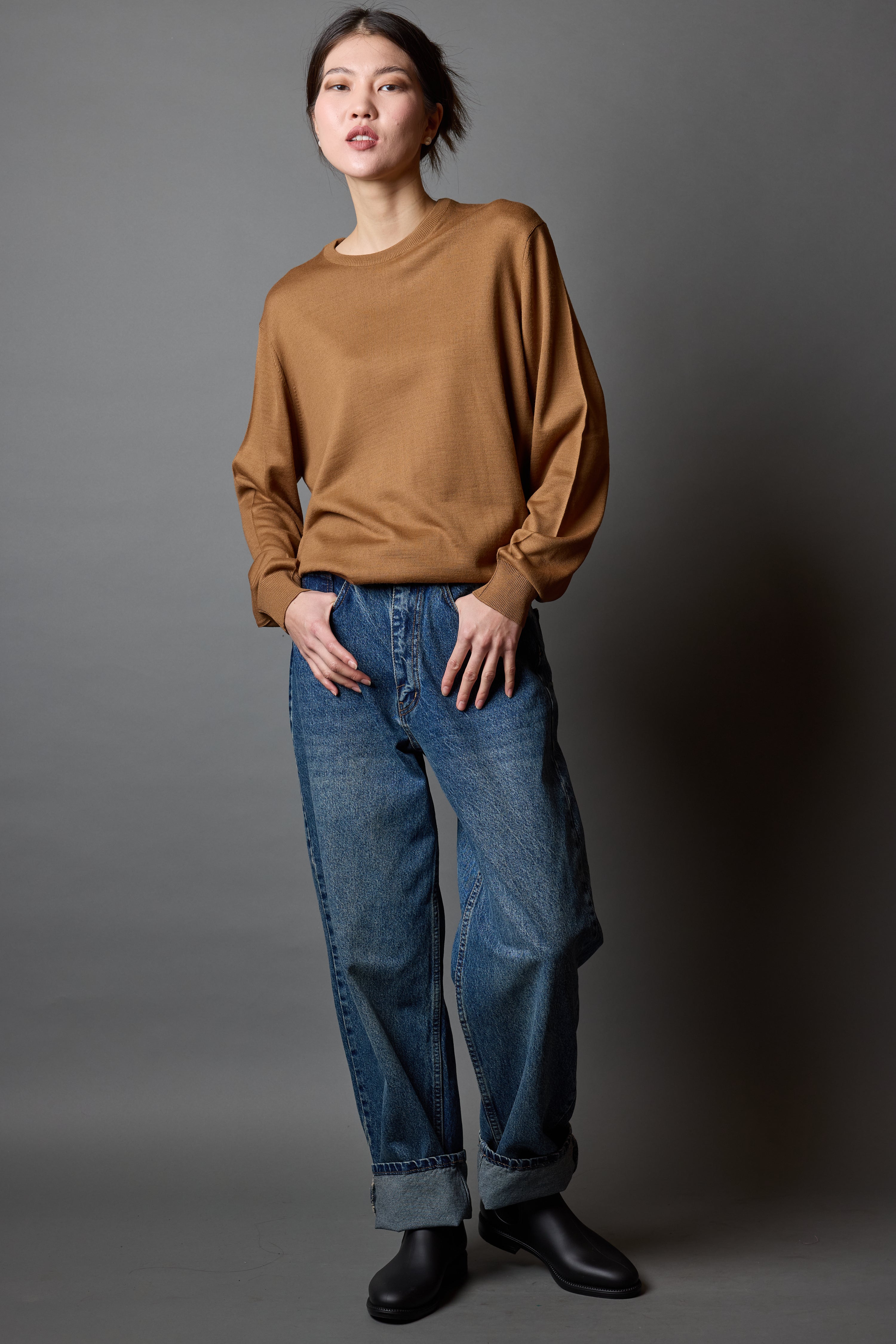 YUN BISIKLET YAKA UNISEX KAZAK CAMEL