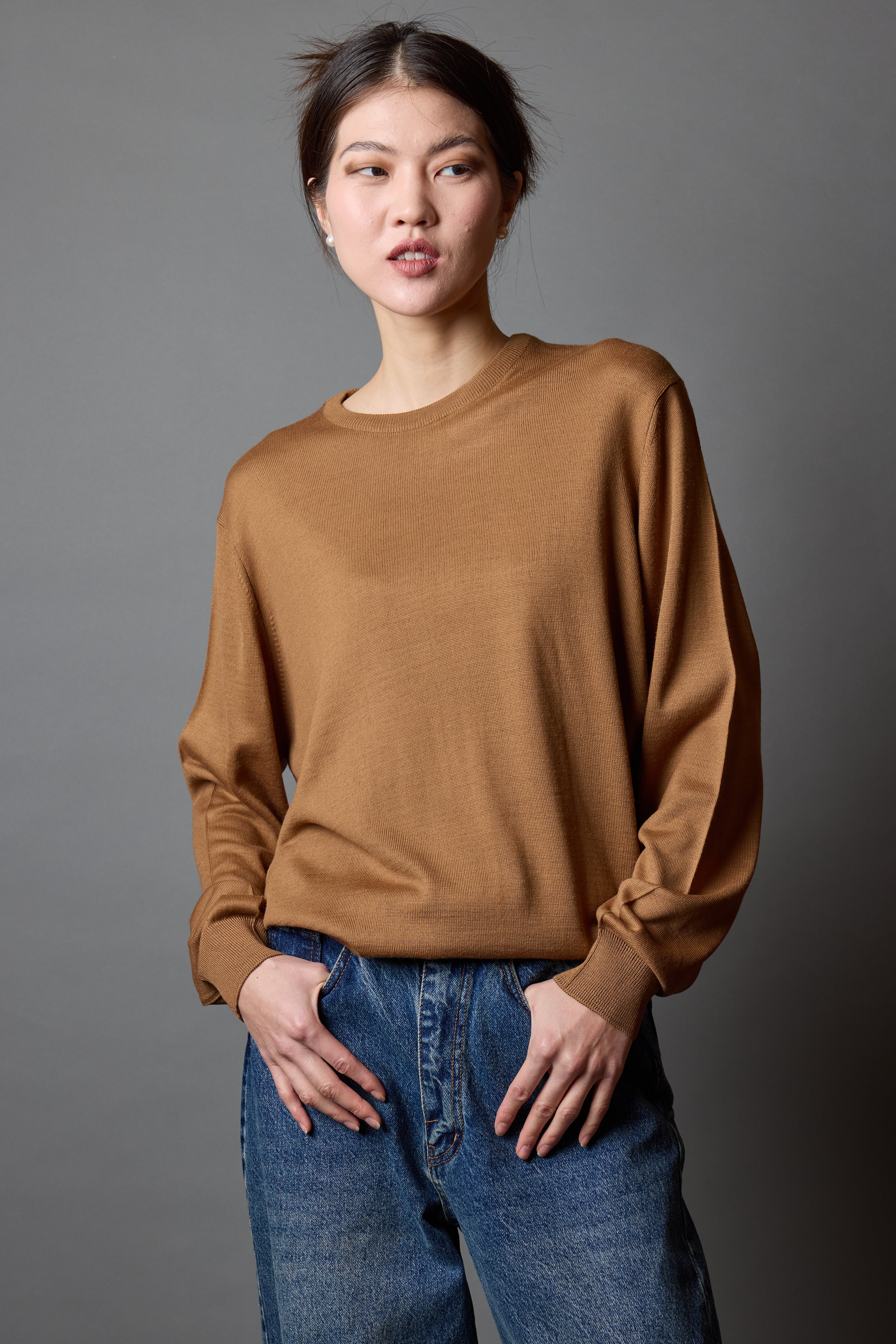 YUN BISIKLET YAKA UNISEX KAZAK CAMEL