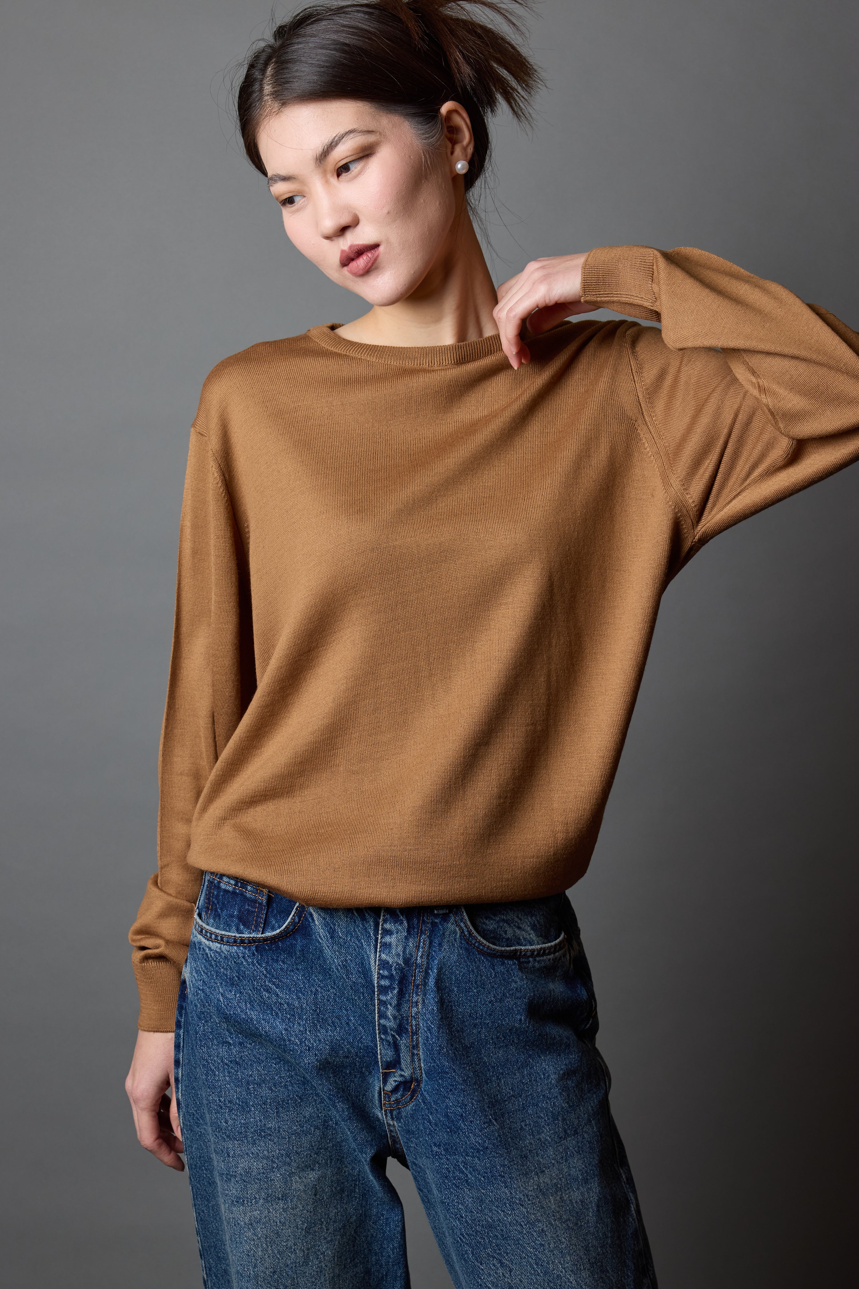 YUN BISIKLET YAKA UNISEX KAZAK CAMEL